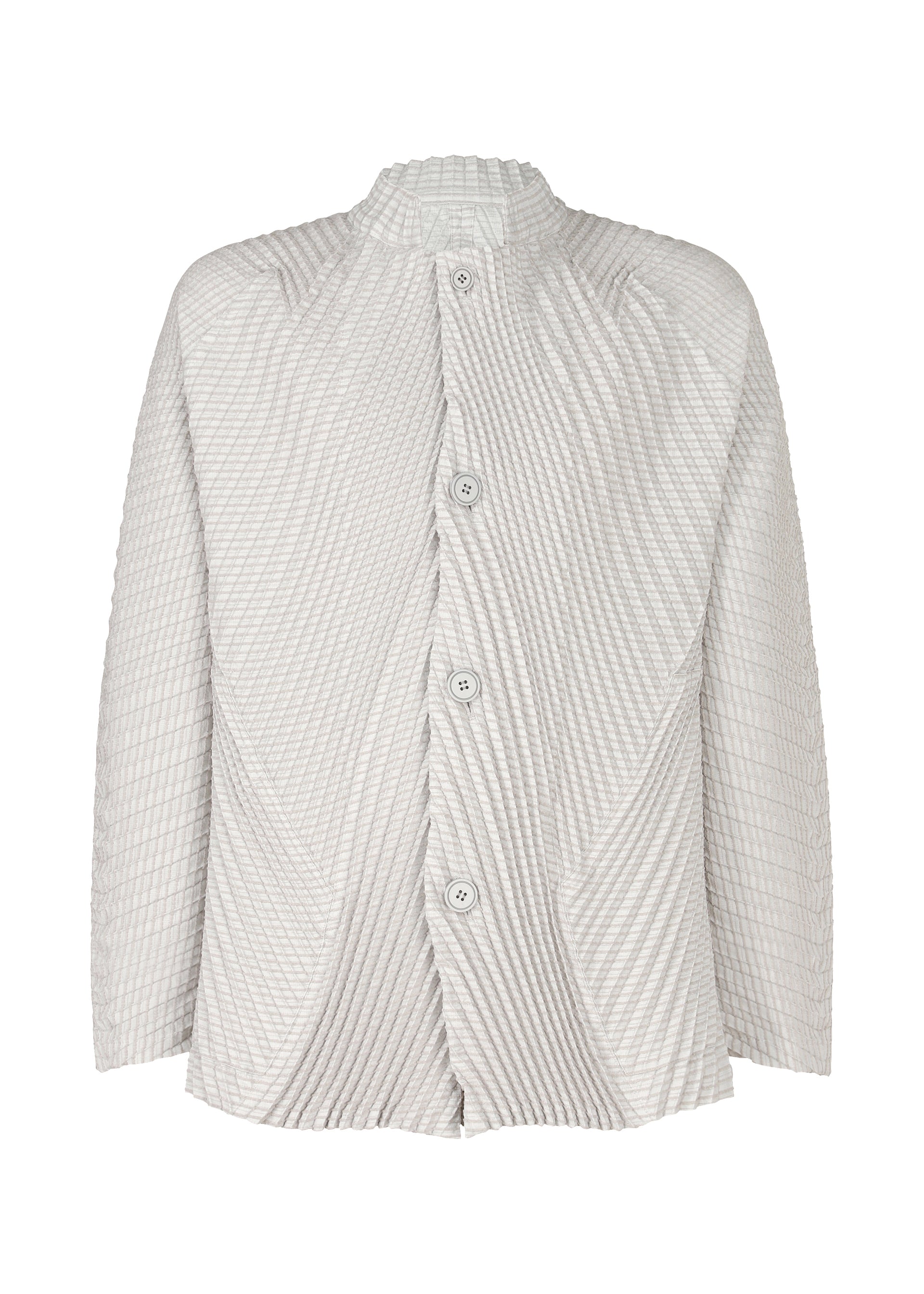 A product shot of the A-POC ABLE ISSEY MIYAKE TYPE O 013 jacket in ice grey (10).