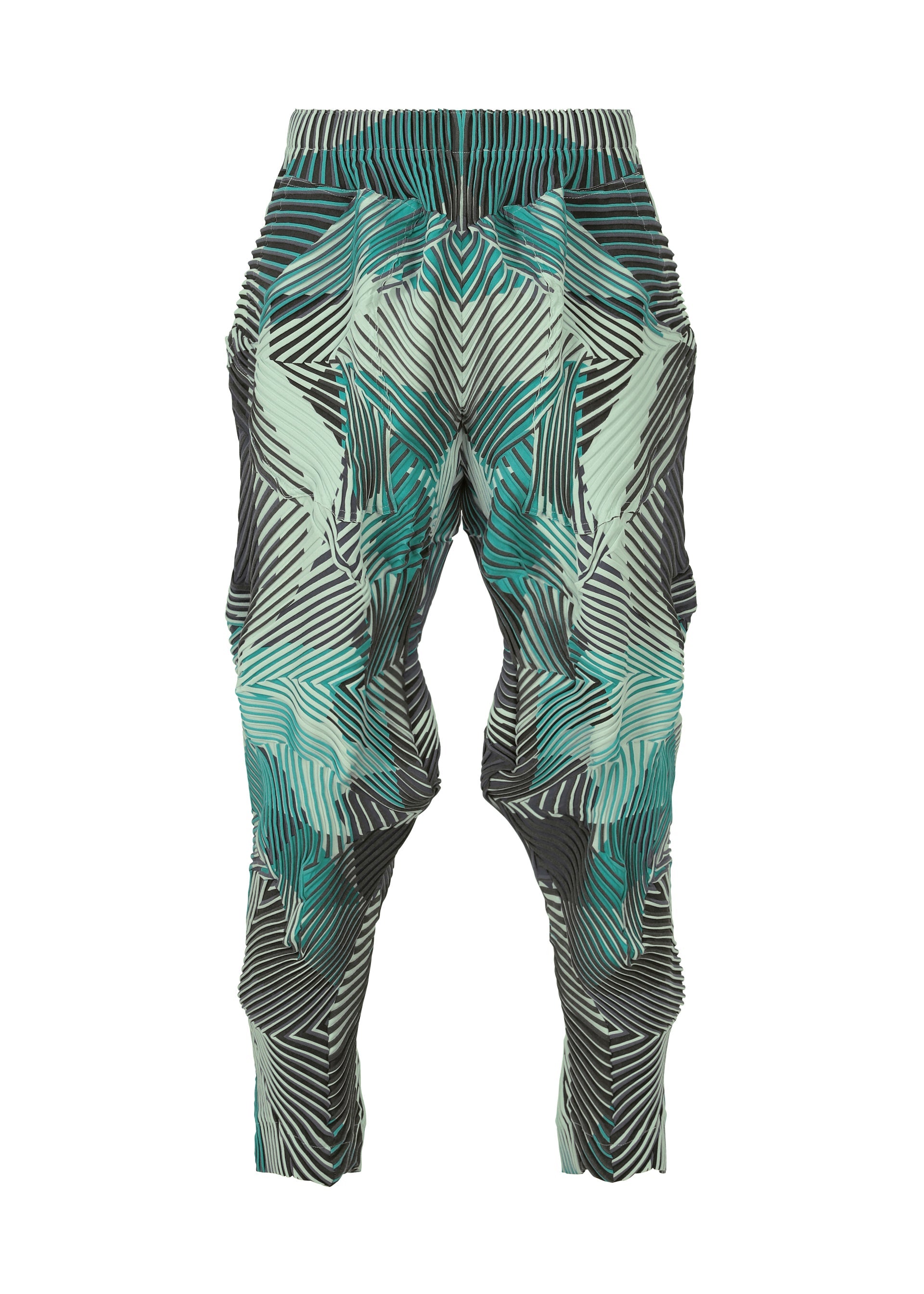 A product shot of the A-POC ABLE ISSEY MIYAKE TYPE P 002 trousers in green-hued (67).