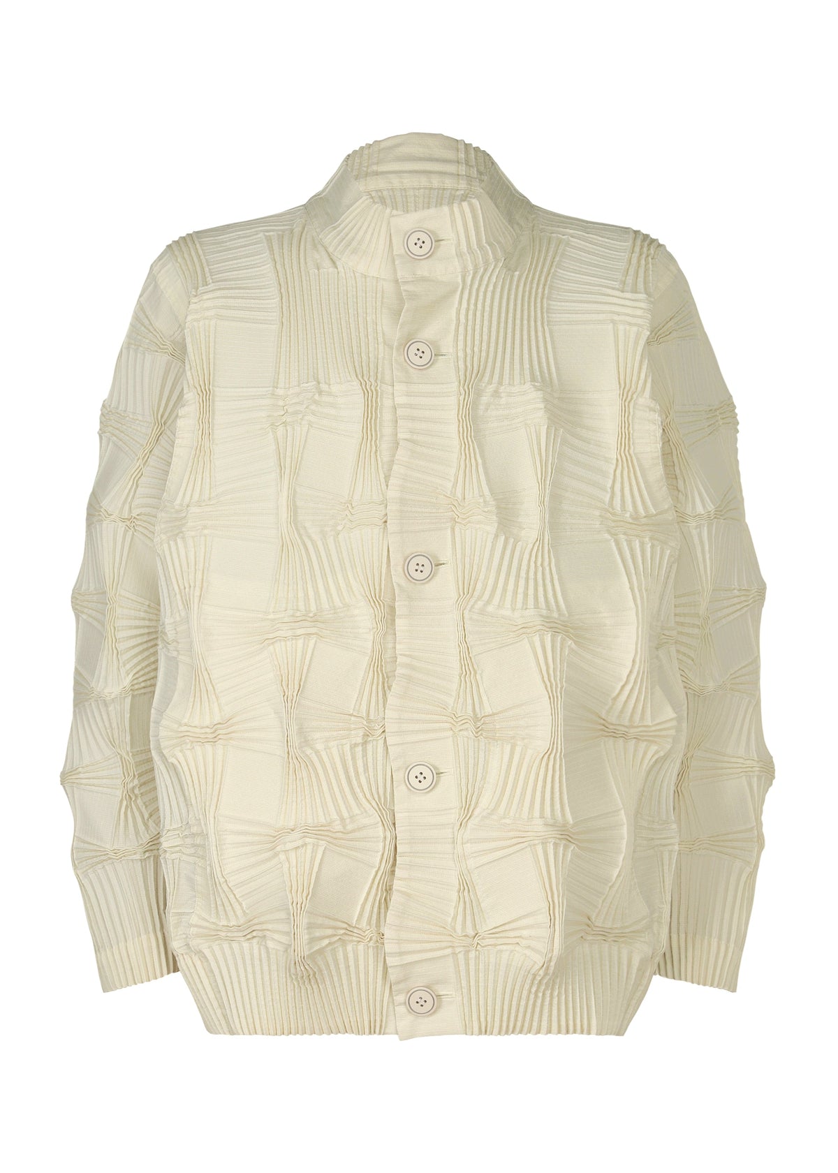 A product shot of the A-POC ABLE ISSEY MIYAKE TYPE O 018 jacket in ivory (03).