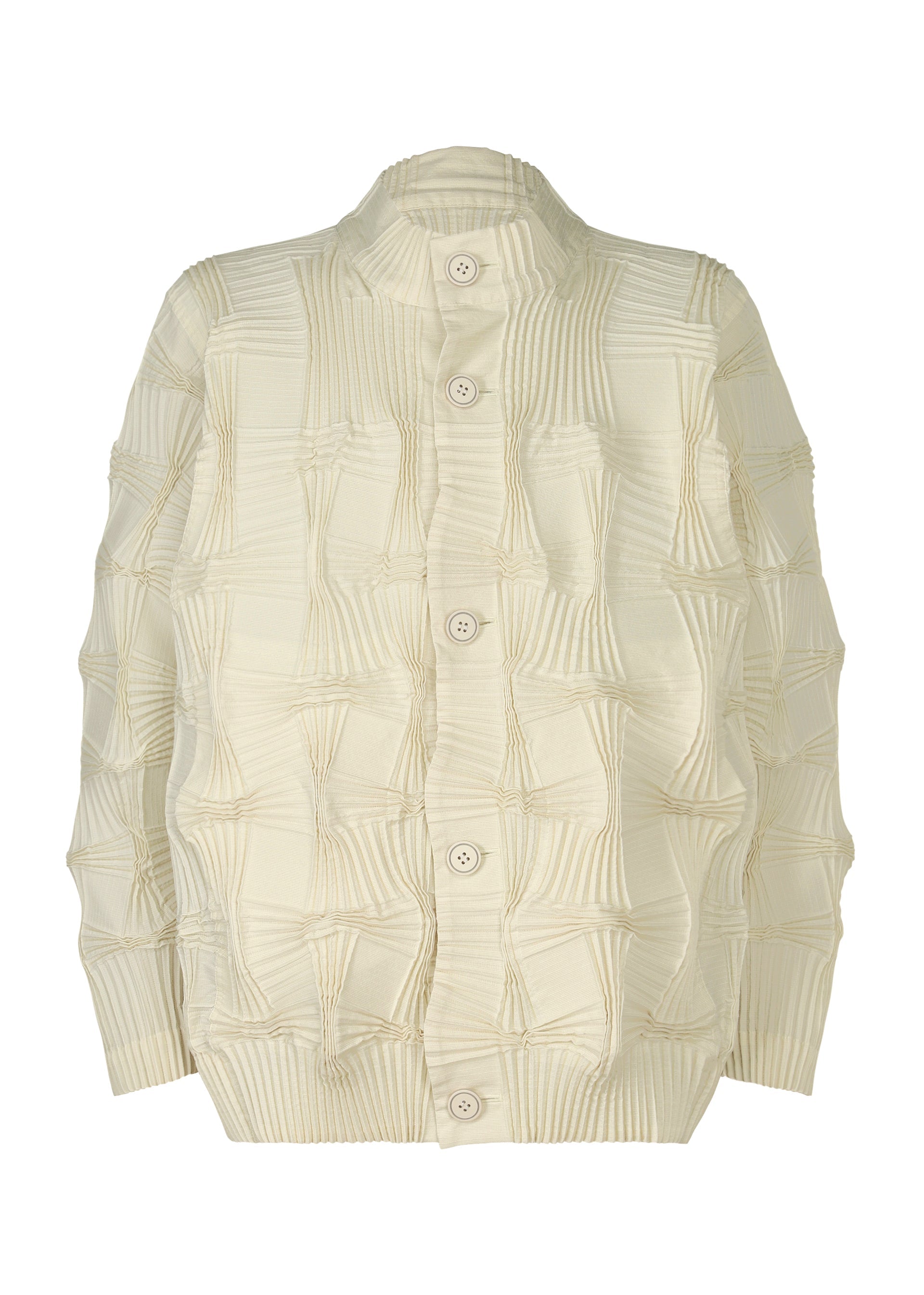 A product shot of the A-POC ABLE ISSEY MIYAKE TYPE O 018 jacket in ivory (03).