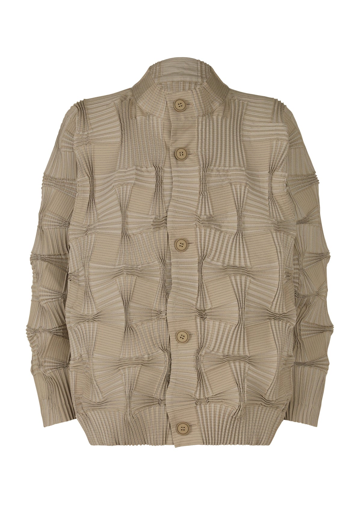 A product shot of the A-POC ABLE ISSEY MIYAKE TYPE O 018 jacket in sand beige (42).