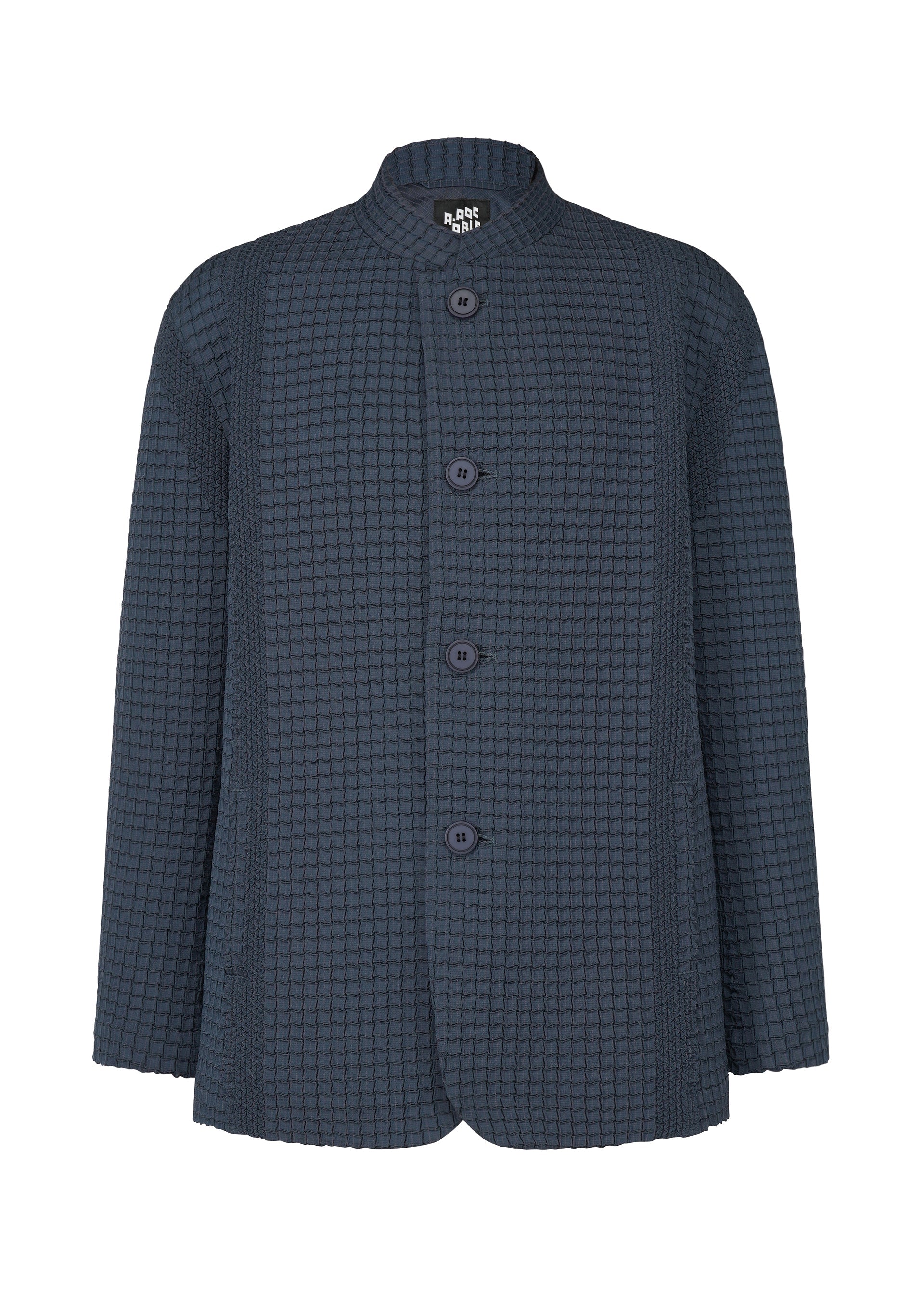 A product shot of the A-POC ABLE ISSEY MIYAKE TYPE O 014 jacket in indigo blue (74).