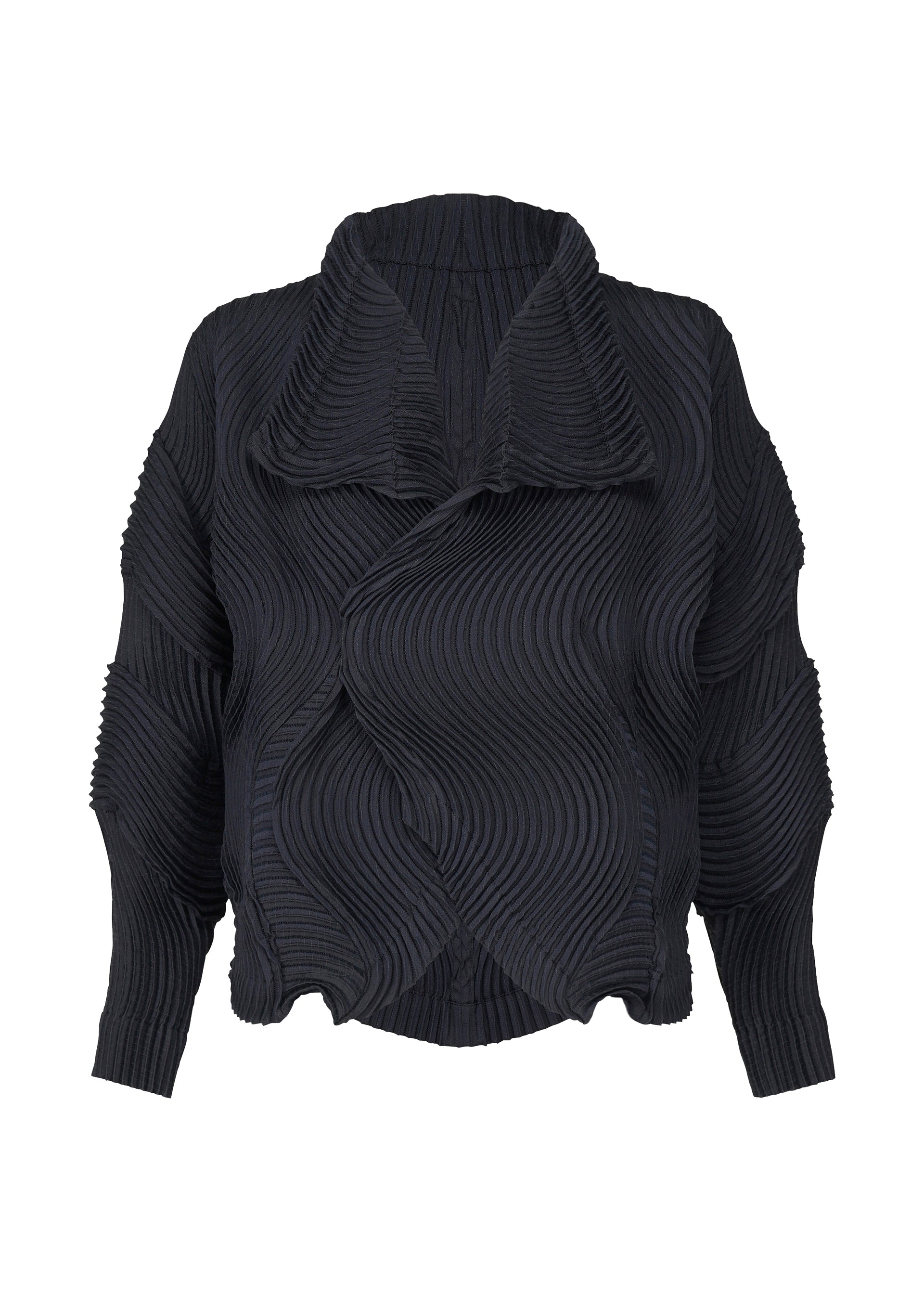 A product shot of the A-POC ABLE ISSEY MIYAKE TYPE O 004 jacket in navy.