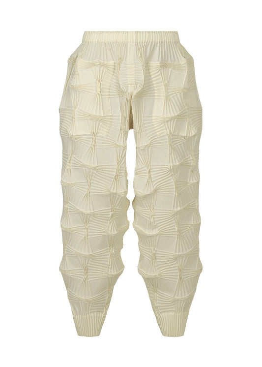 A product shot of the A-POC ABLE ISSEY MIYAKE TYPE O 018 trousers in ivory (03).