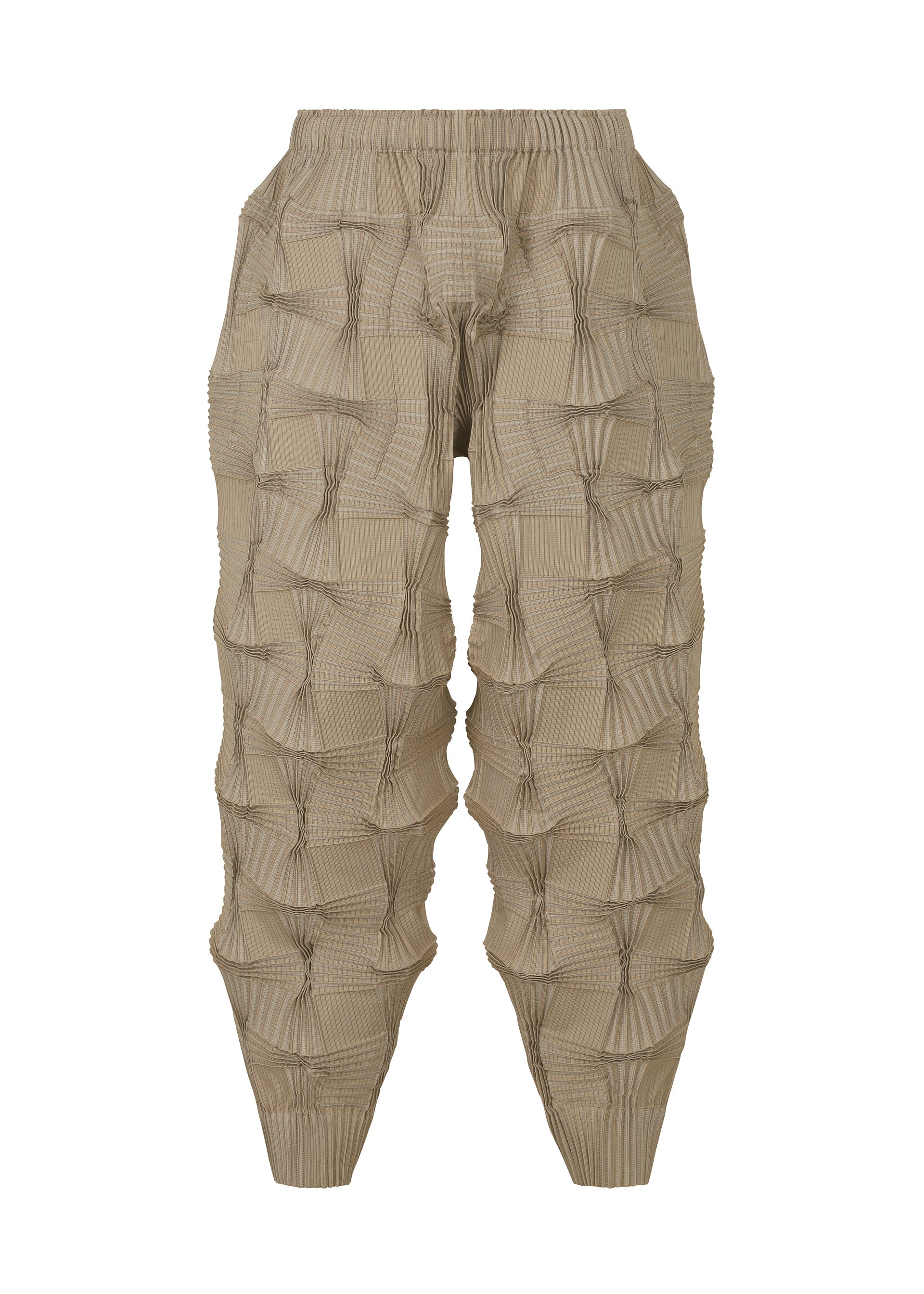 A product shot of the A-POC ABLE ISSEY MIYAKE TYPE O 018 trousers in sand beige (42).