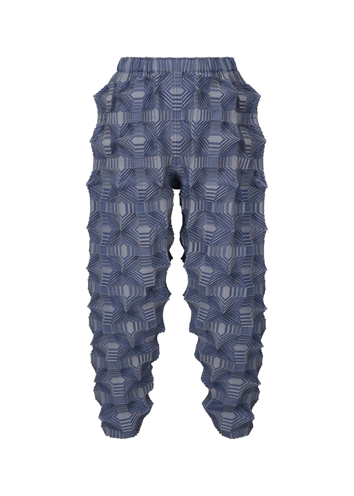 A product shot of the A-POC ABLE ISSEY MIYAKE TYPE O 016 trousers in indigo blue (74).