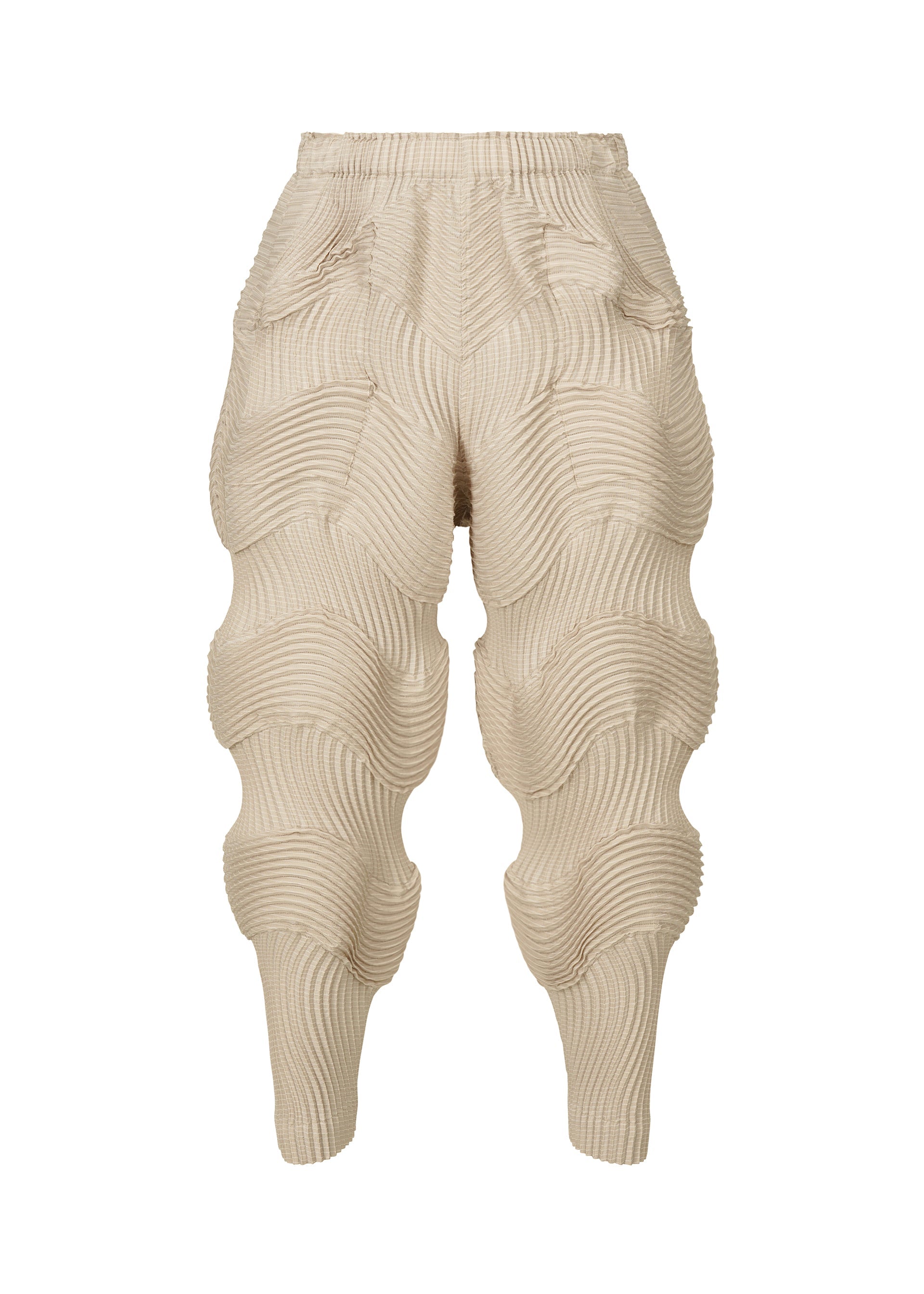 A product shot of the A-POC ABLE ISSEY MIYAKE TYPE O 004 trousers in light beige.