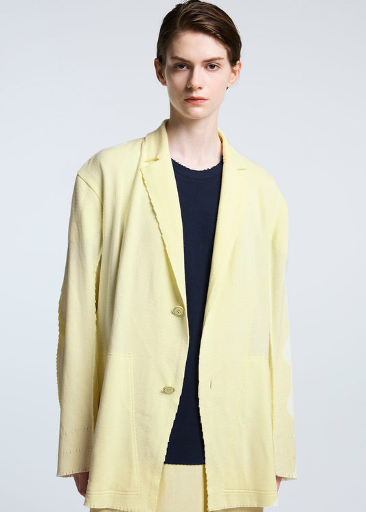 A model wears the A-POC ABLE ISSEY MIYAKE TYPE A 003 jacket.