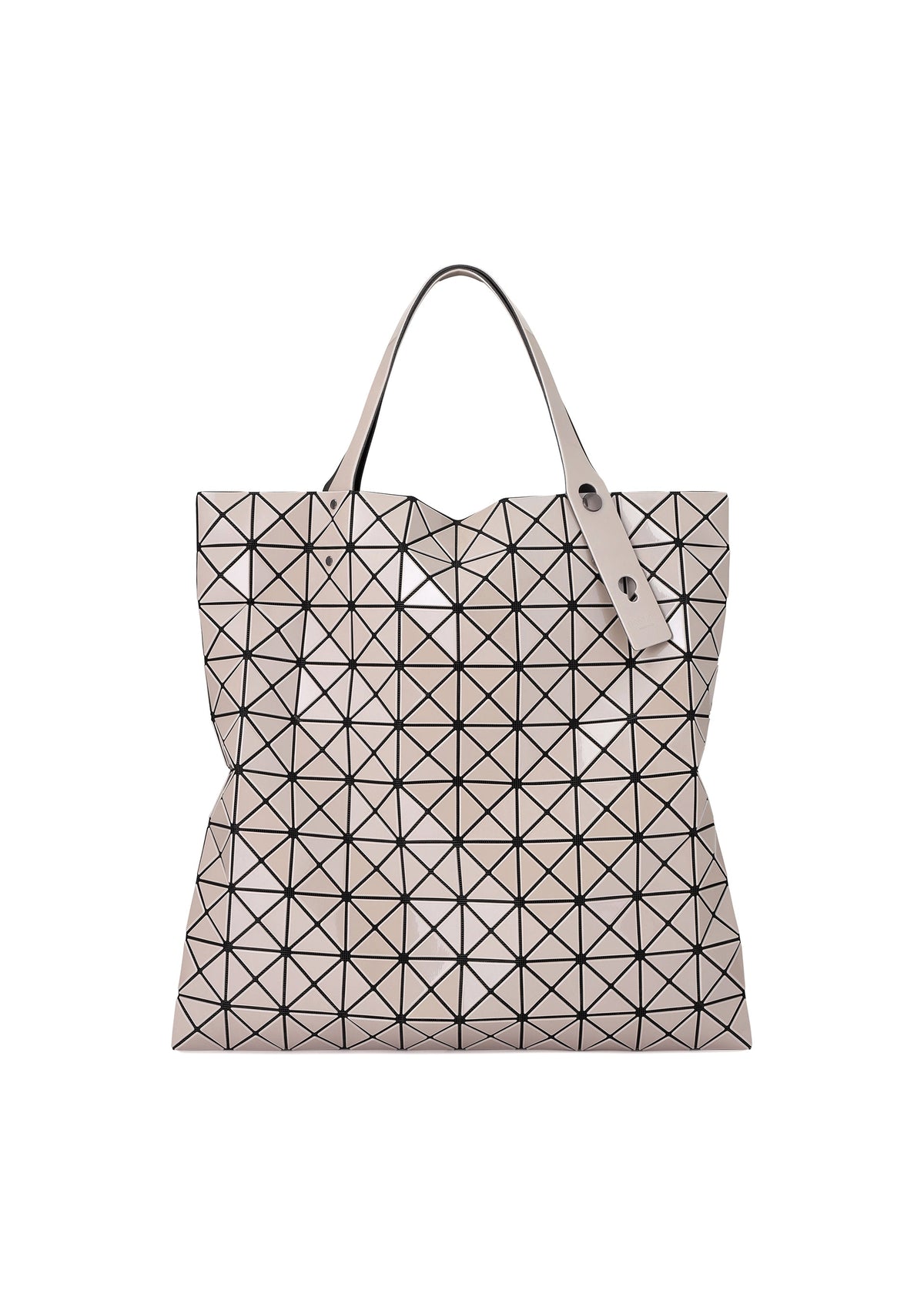 A product shot of the BAO BAO ISSEY MIYAKE PRISM METALLIC tote in greige (46).