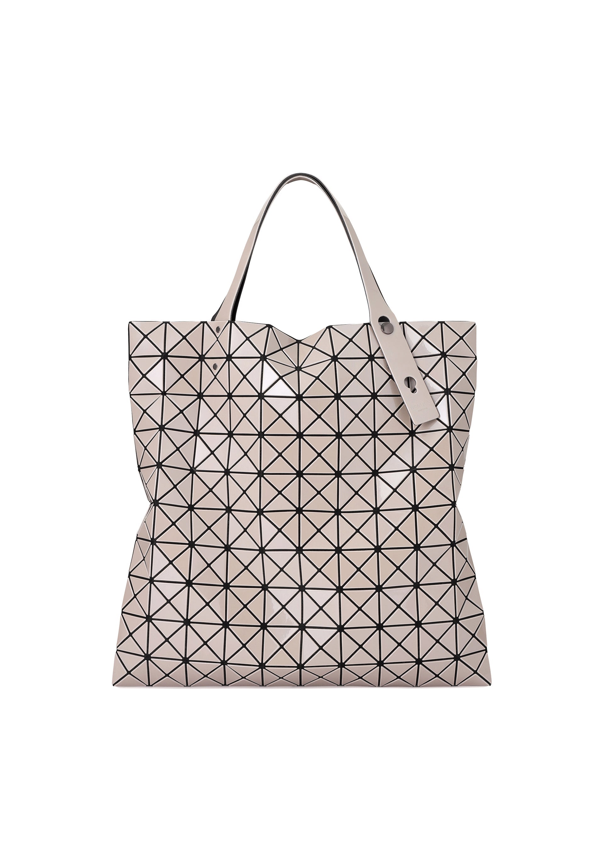 A product shot of the BAO BAO ISSEY MIYAKE PRISM METALLIC tote in greige (46).