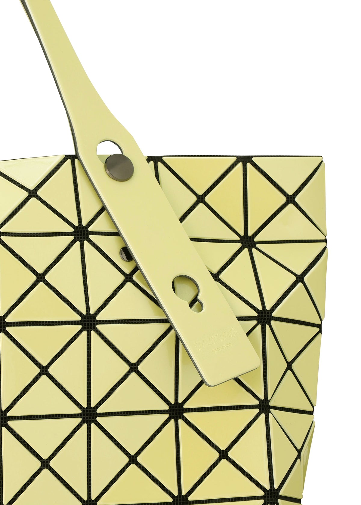 A detail shot of the BAO BAO ISSEY MIYAKE PRISM METALLIC tote.