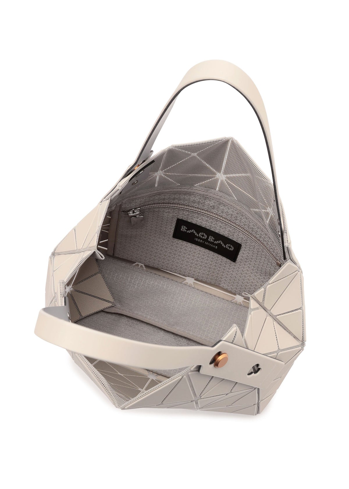 A detail shot of the BAO BAO ISSEY MIYAKE CARAT hand bag.