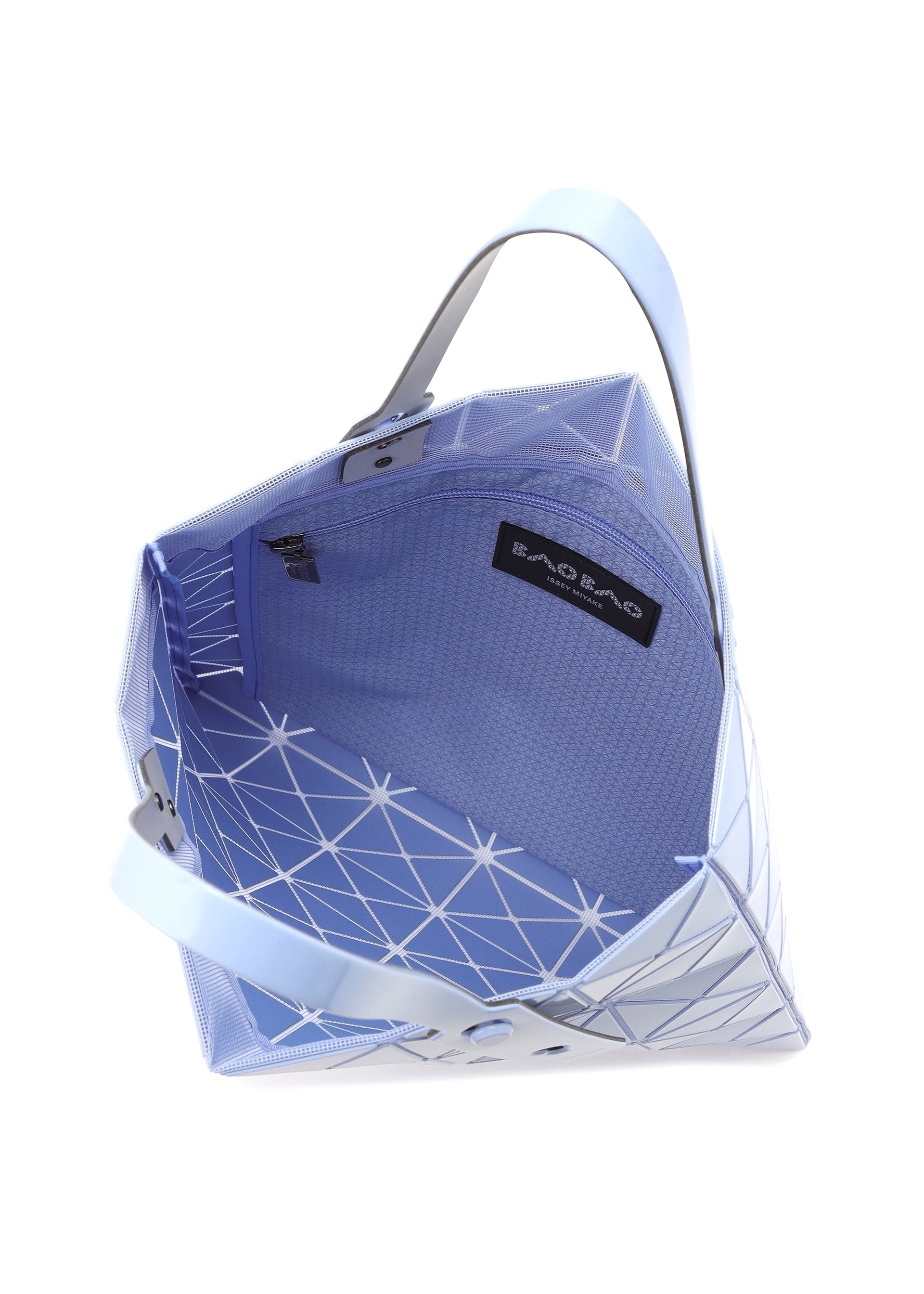 A detail shot of the BAO BAO ISSEY MIYAKE LUCENT ONE TONE tote.