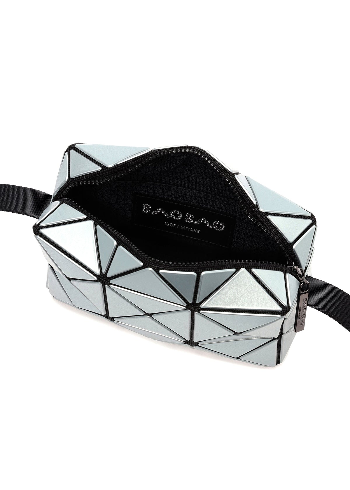 A detail shot of the BAO BAO ISSEY MIYAKE CUBOID METALLIC shoulder bag.