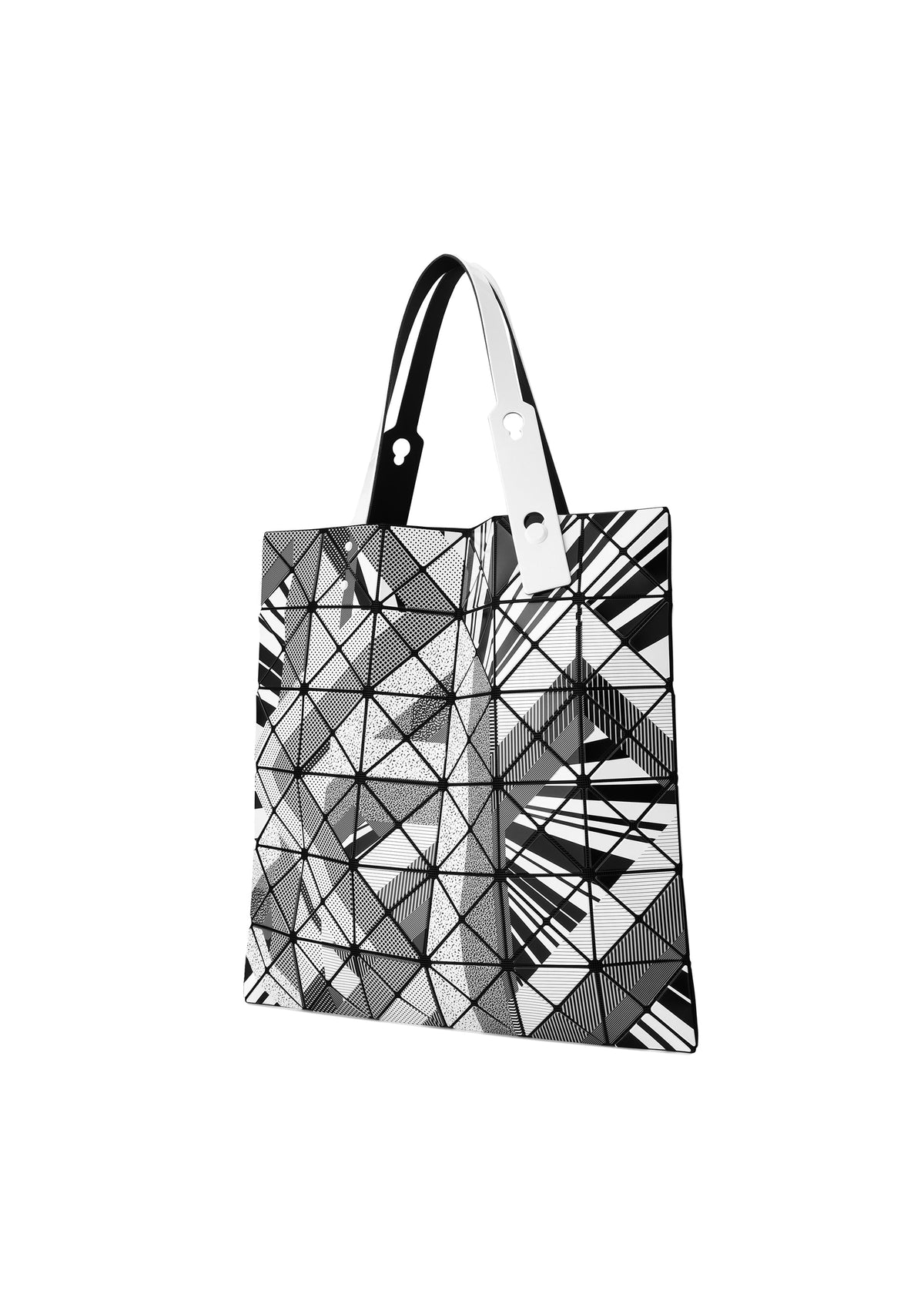 A detail shot of the BAO BAO ISSEY MIYAKE MANGA tote.