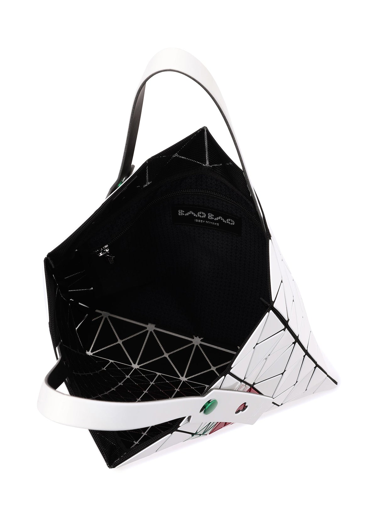 A detail shot of the BAO BAO ISSEY MIYAKE FRUITS tote.