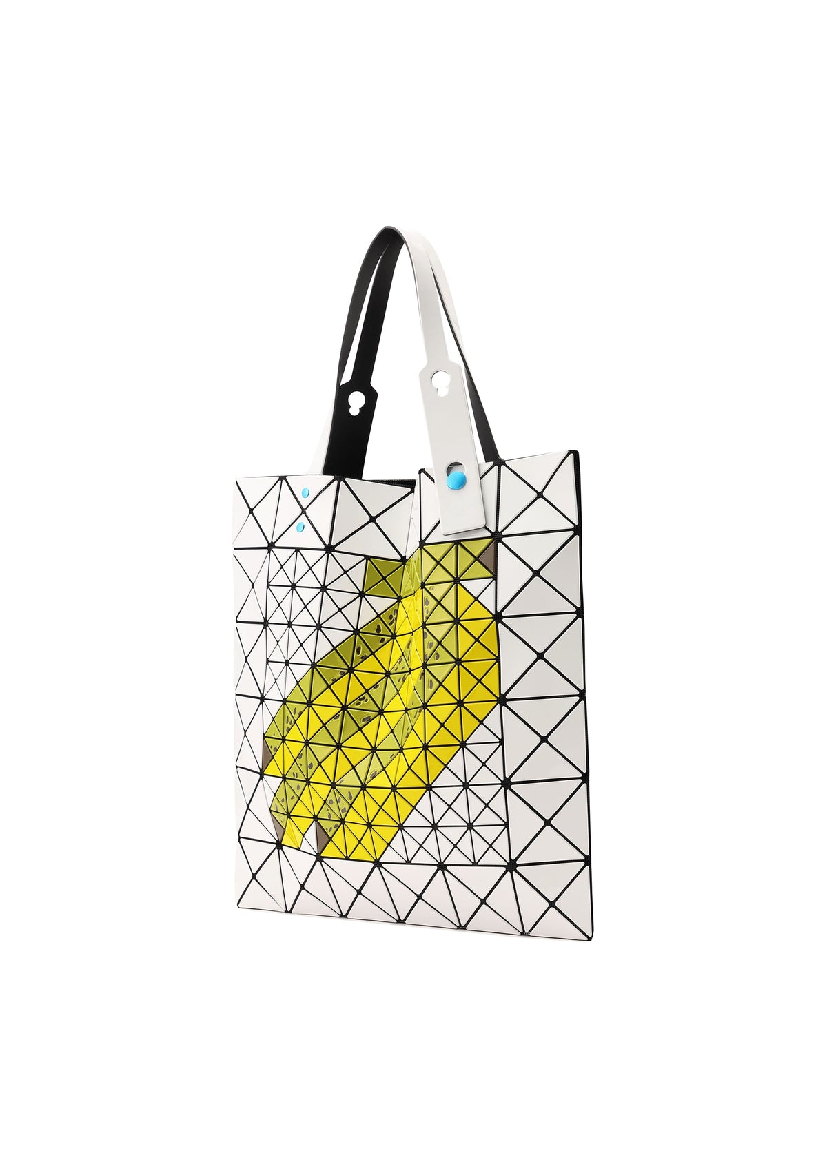 A detail shot of the BAO BAO ISSEY MIYAKE FRUITS tote.