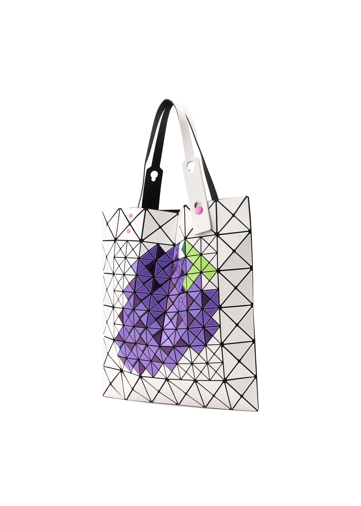 A detail shot of the BAO BAO ISSEY MIYAKE FRUITS tote.