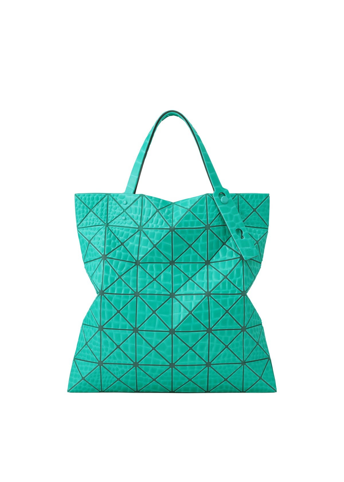 A product shot of the BAO BAO ISSEY MIYAKE KAIJU tote in emerald green (63).