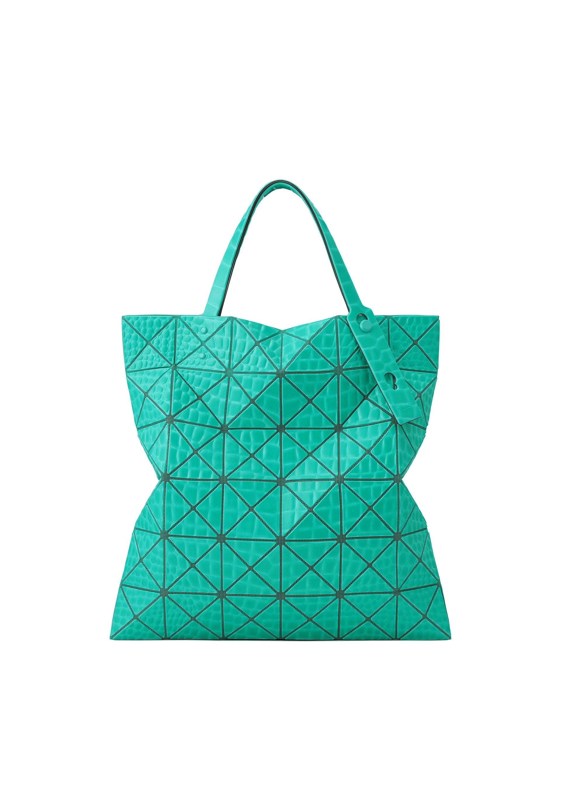 A product shot of the BAO BAO ISSEY MIYAKE KAIJU tote in emerald green (63).
