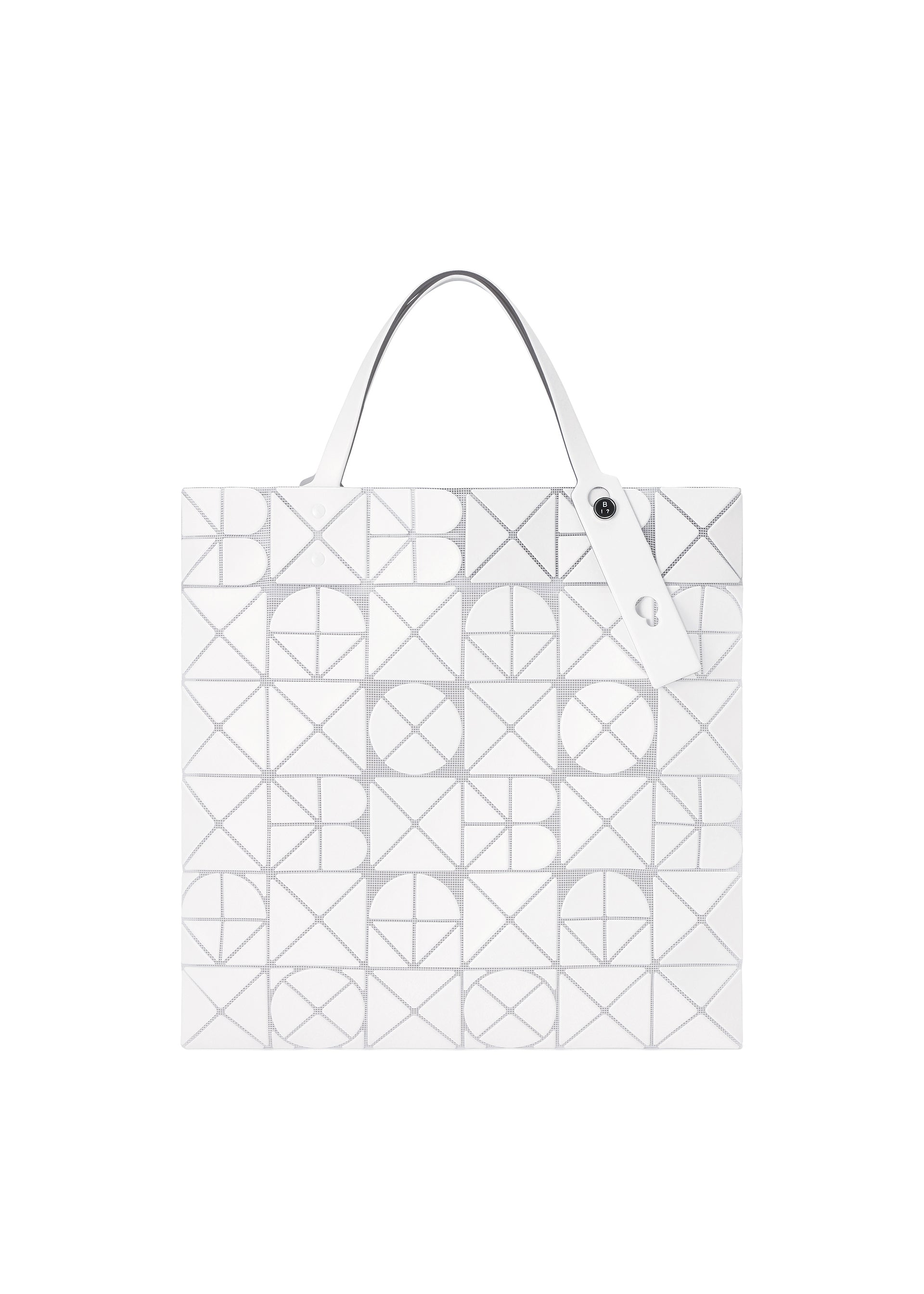 A product shot of the BAO BAO ISSEY MIYAKE FONT tote in matte white (06).