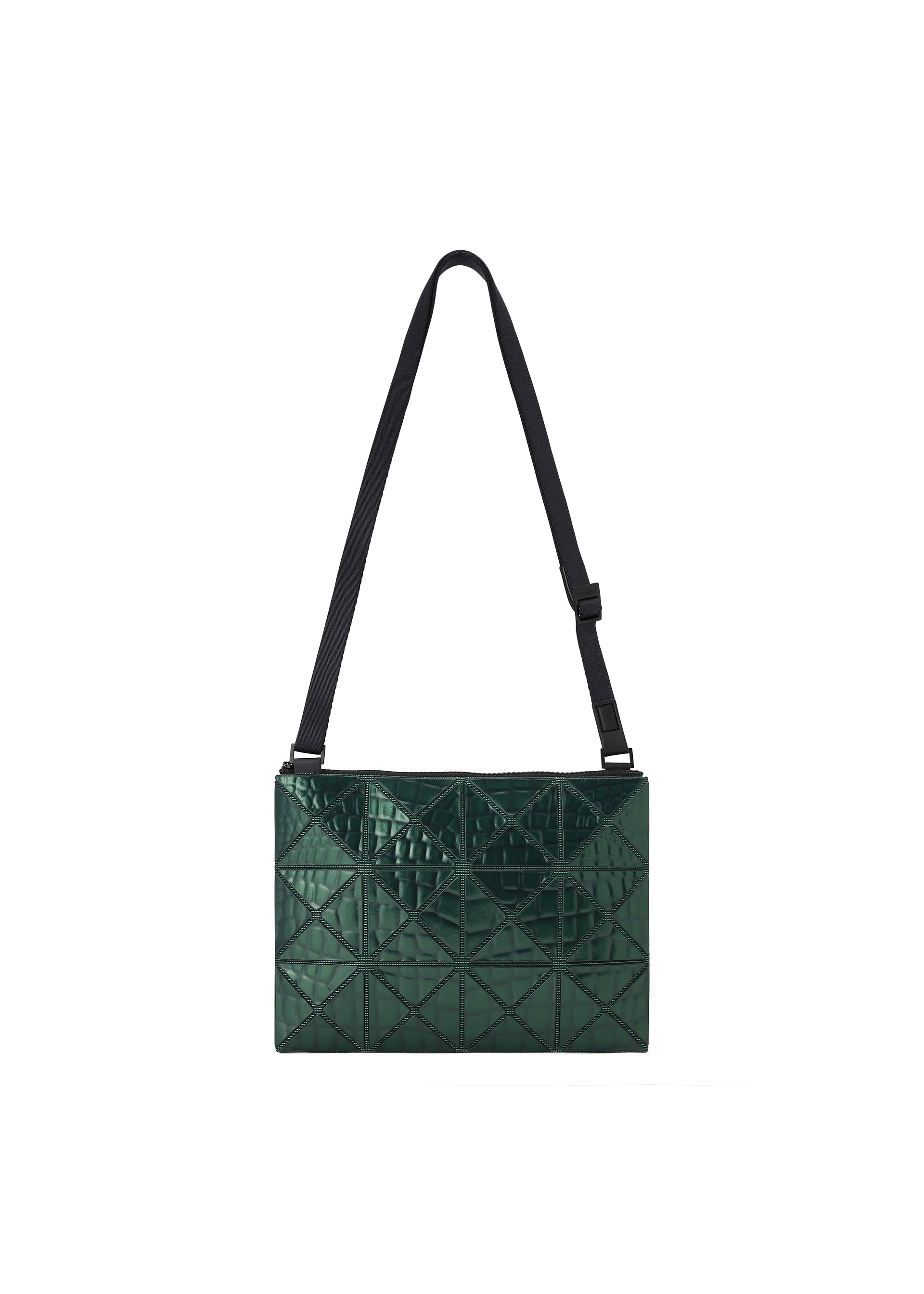 A product shot of the BAO BAO ISSEY MIYAKE META KAIJU crossbody in deep green (66).