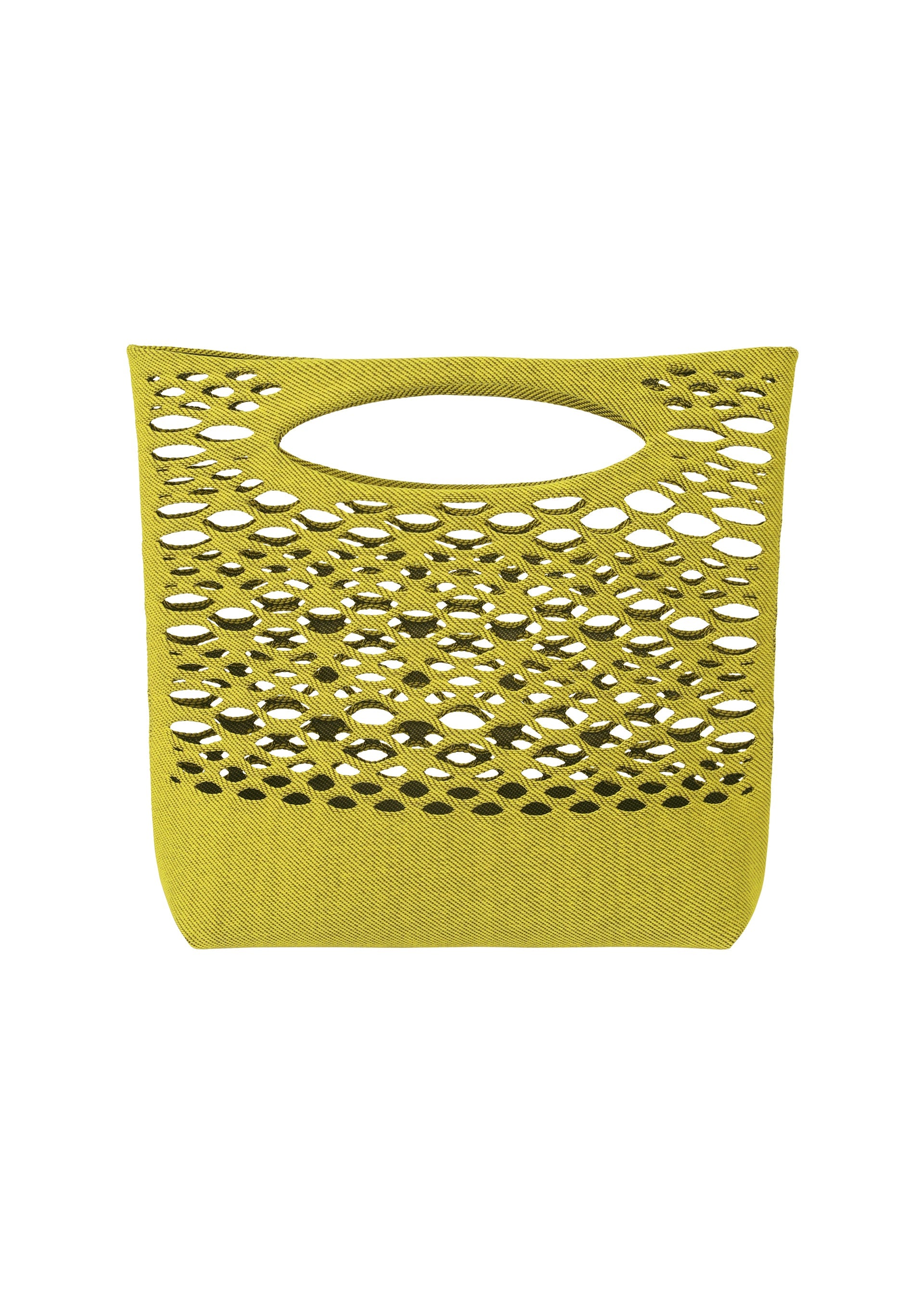 A product shot of the GOOD GOODS ISSEY MIYAKE MOKKO BASKET bag in bamboo green x olive green (68).