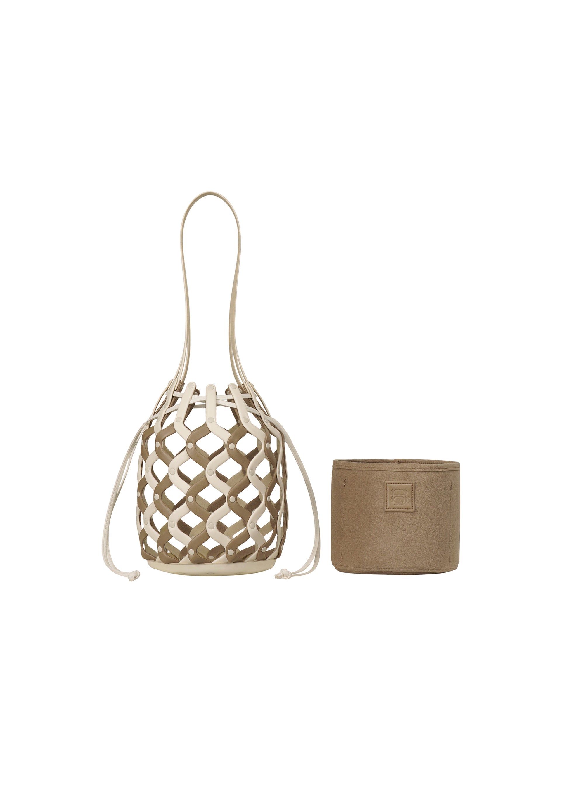 A detail shot of the GOOD GOODS ISSEY MIYAKE AMIME bag.