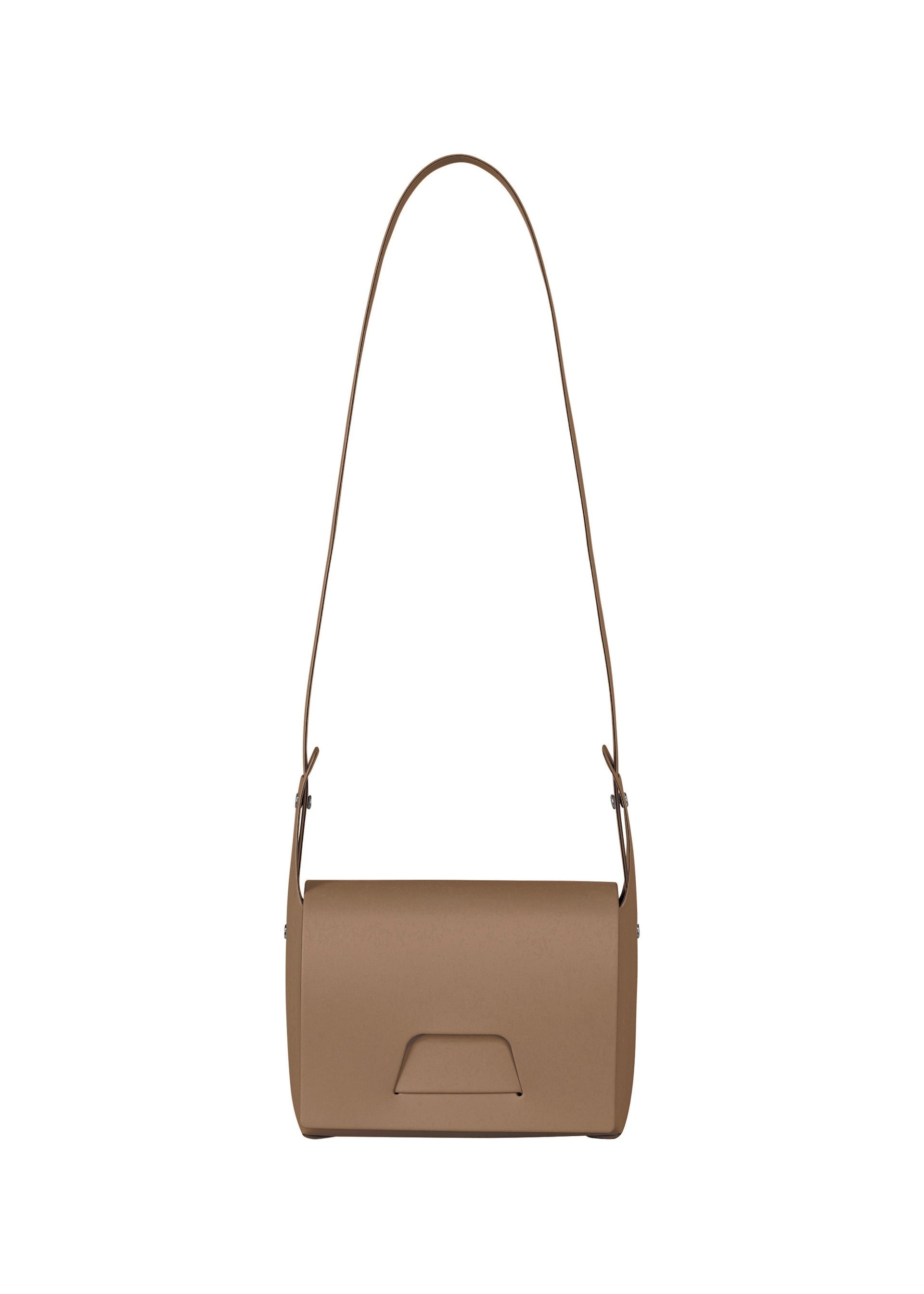 A product shot of the GOOD GOODS ISSEY MIYAKE BOX bag in dark brown (49).