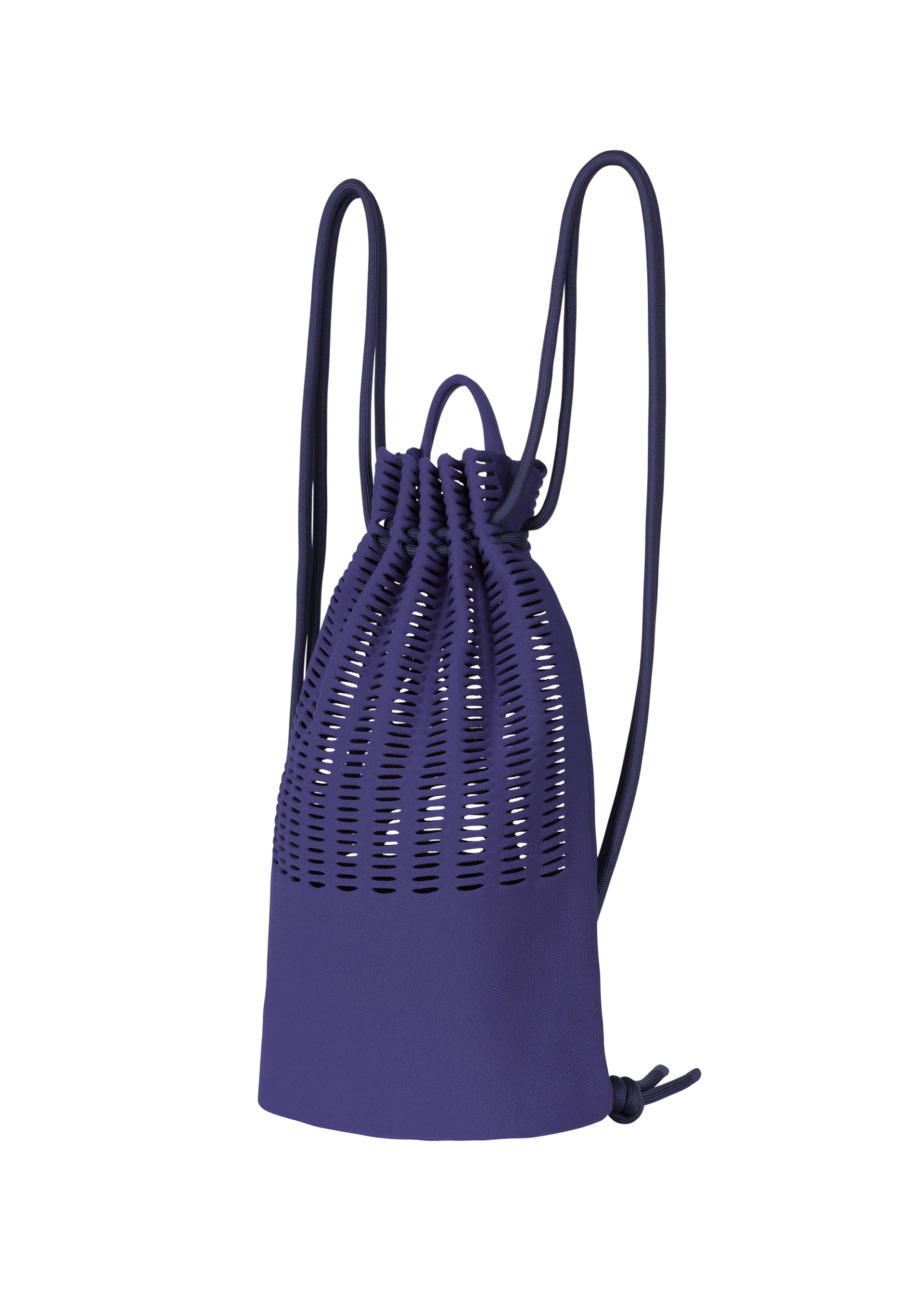 A product shot of the GOOD GOODS ISSEY MIYAKE MOKKO KNAPSACK bag in blue purple.