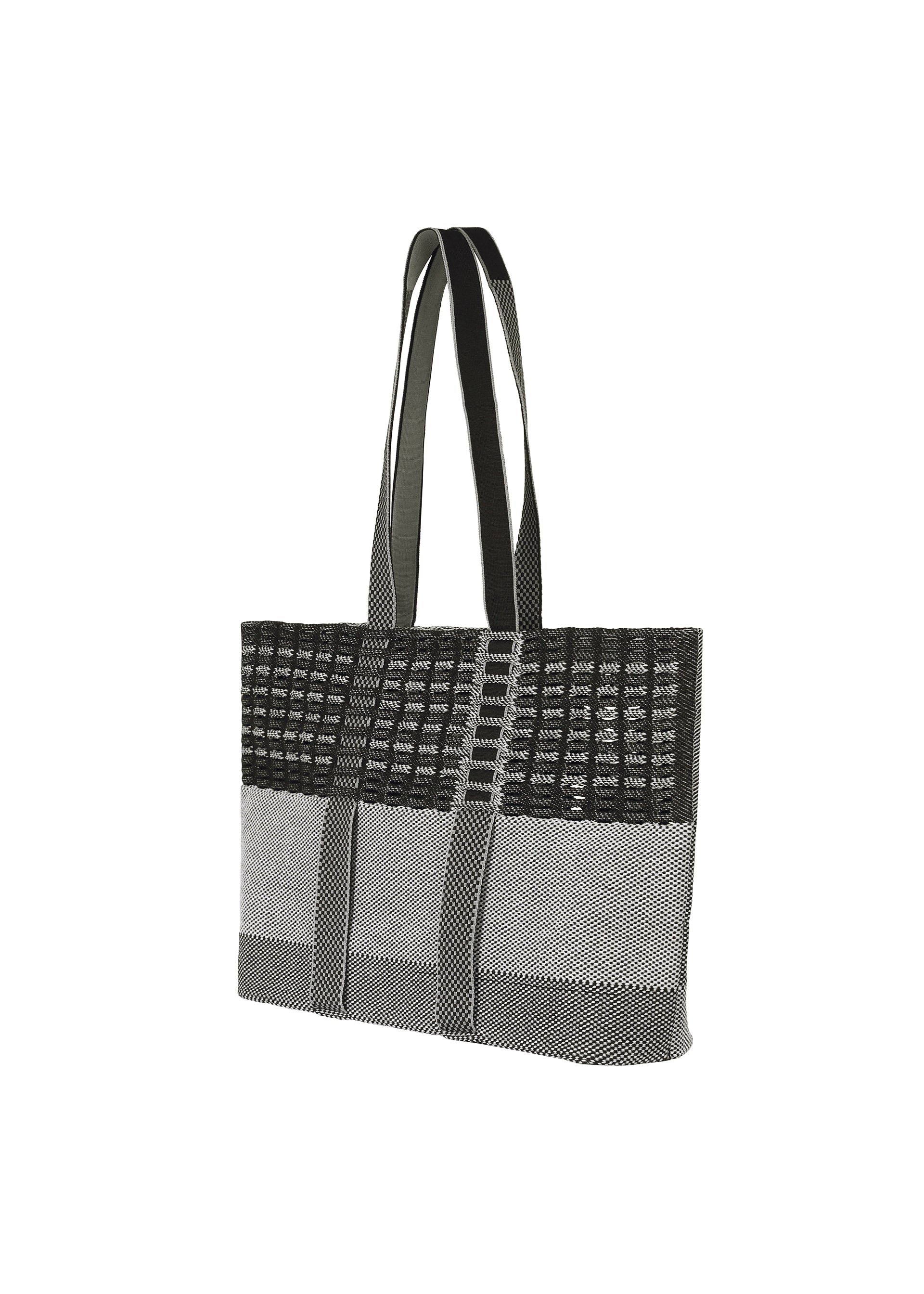 A detail shot of the GOOD GOODS ISSEY MIYAKE MOKKO TOTE MIX bag.