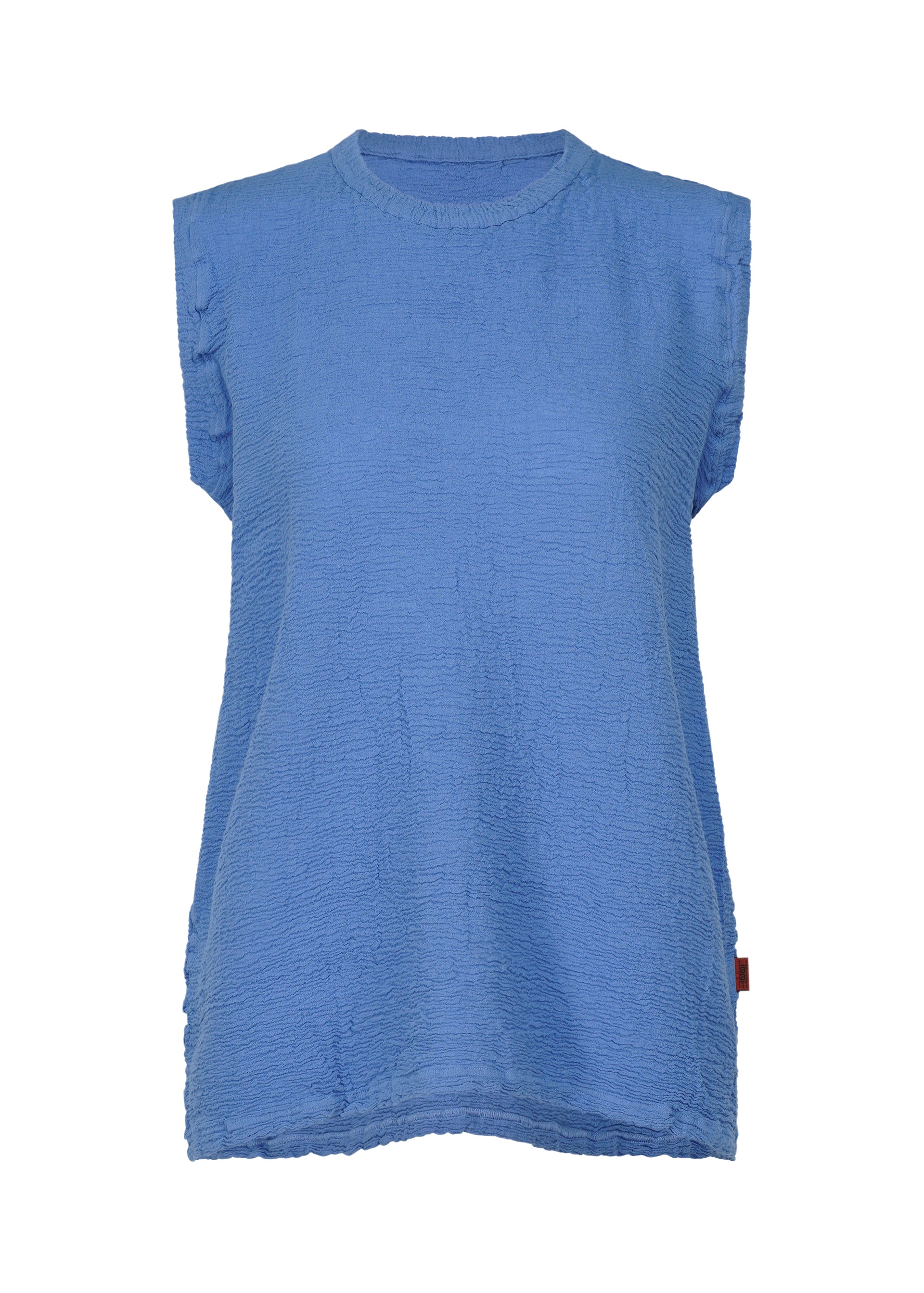 A product shot of the HAAT KYO CHIJIMI 2WAY top in light blue (70)