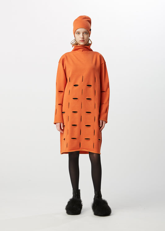 SLIT SQUARE Dress Orange