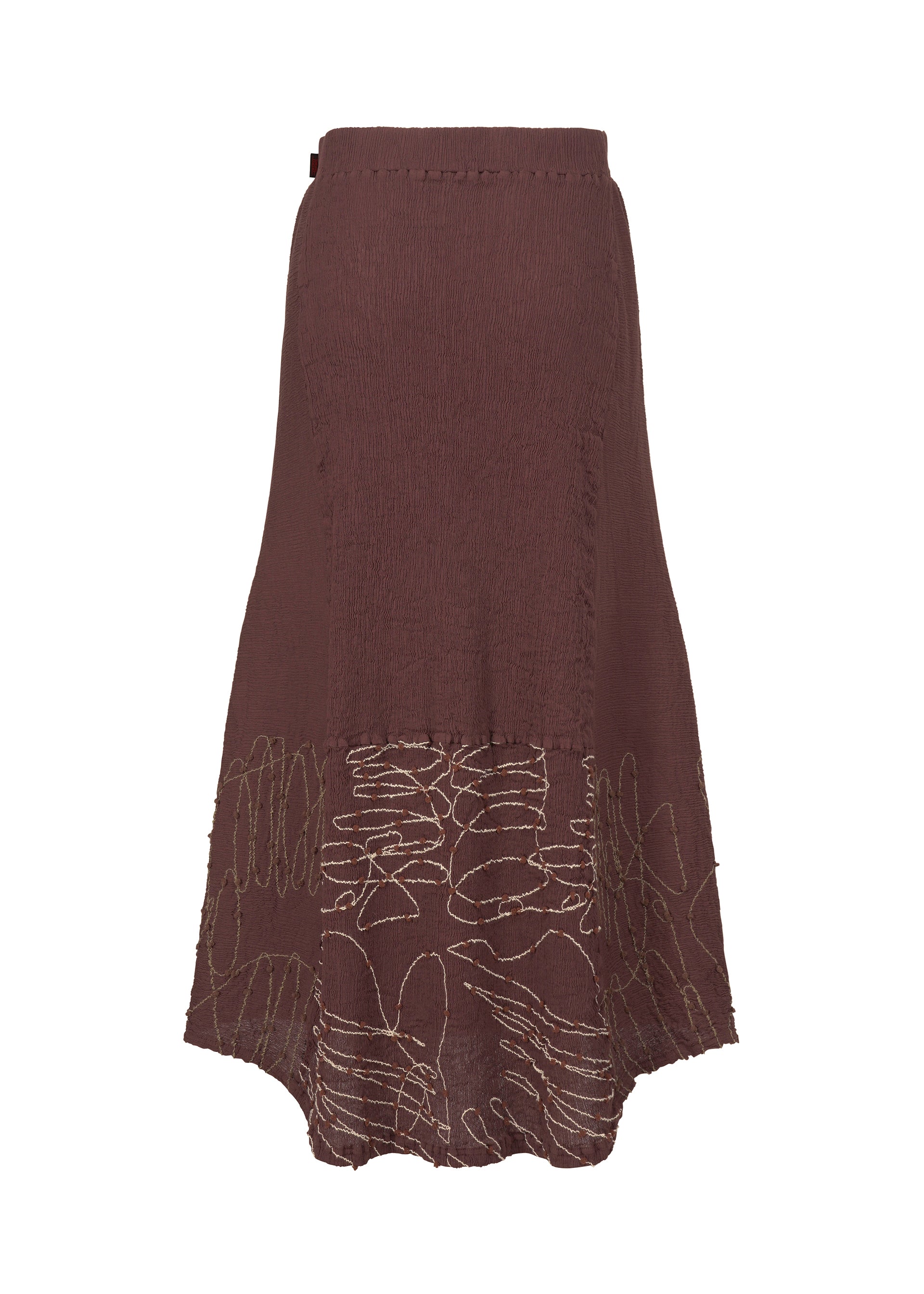 A detail shot of the HAAT KYO CHIJIMI HOTARU skirt.