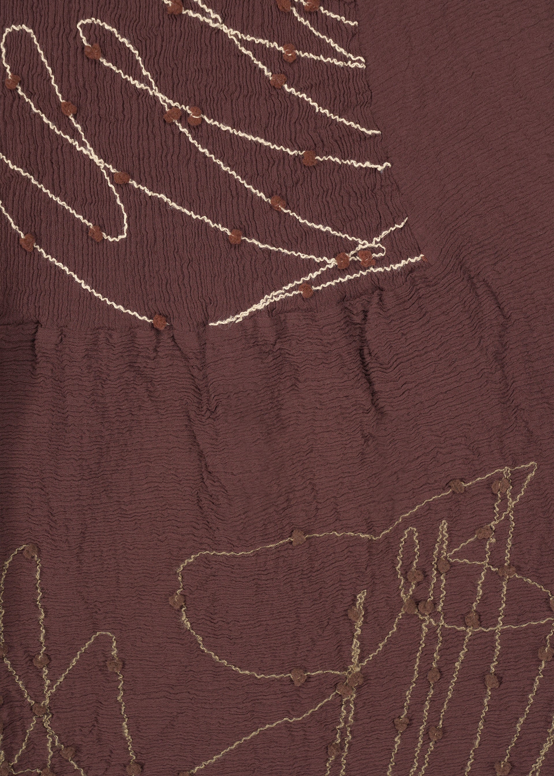 A detail shot of the HAAT KYO CHIJIMI HOTARU skirt.