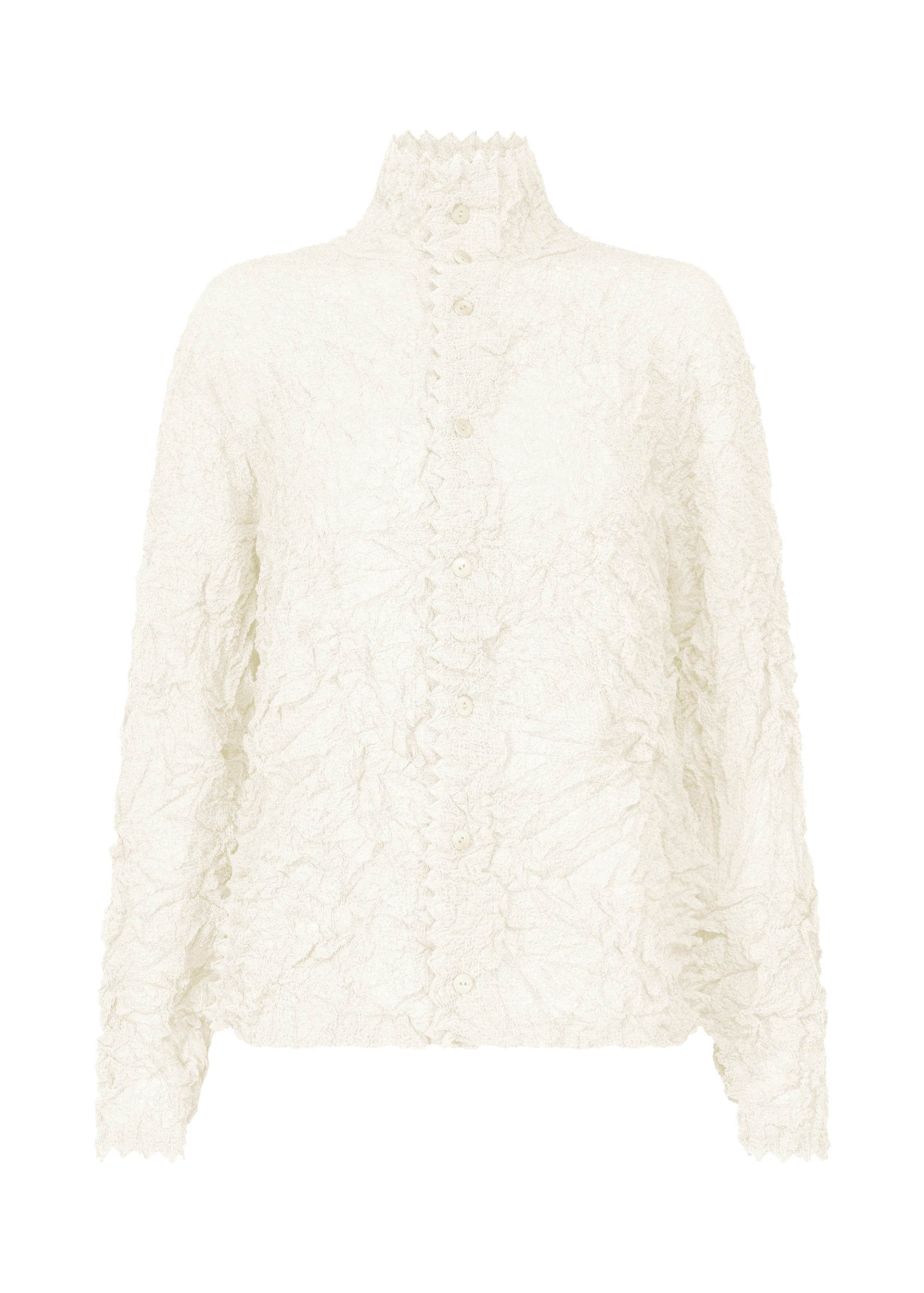 A product shot of the HAAT KUMO SHIBORI SUCKER shirt in white (01).