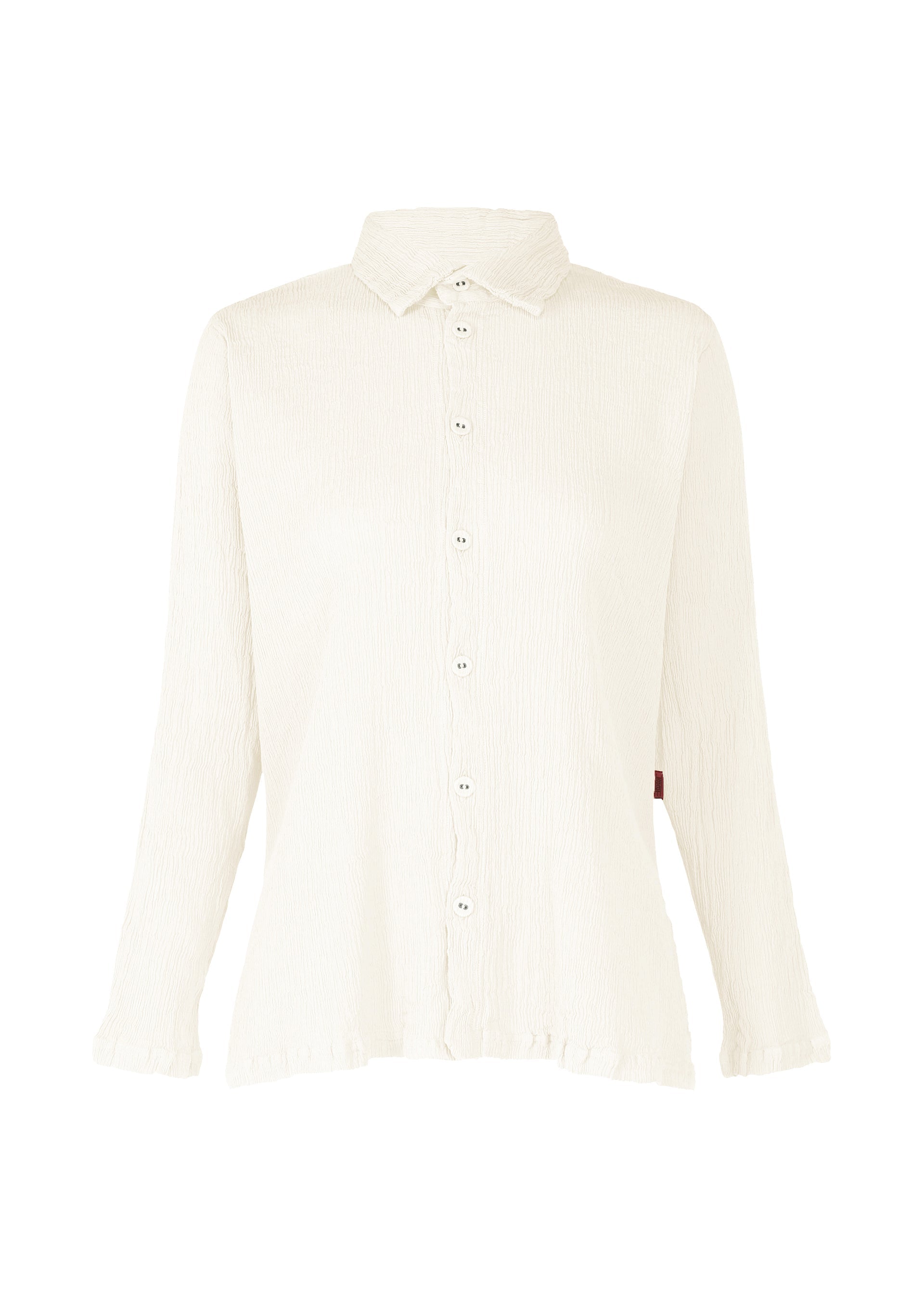 A product shot of the HAAT KYO CHIJIMI MAY shirt in white (01).