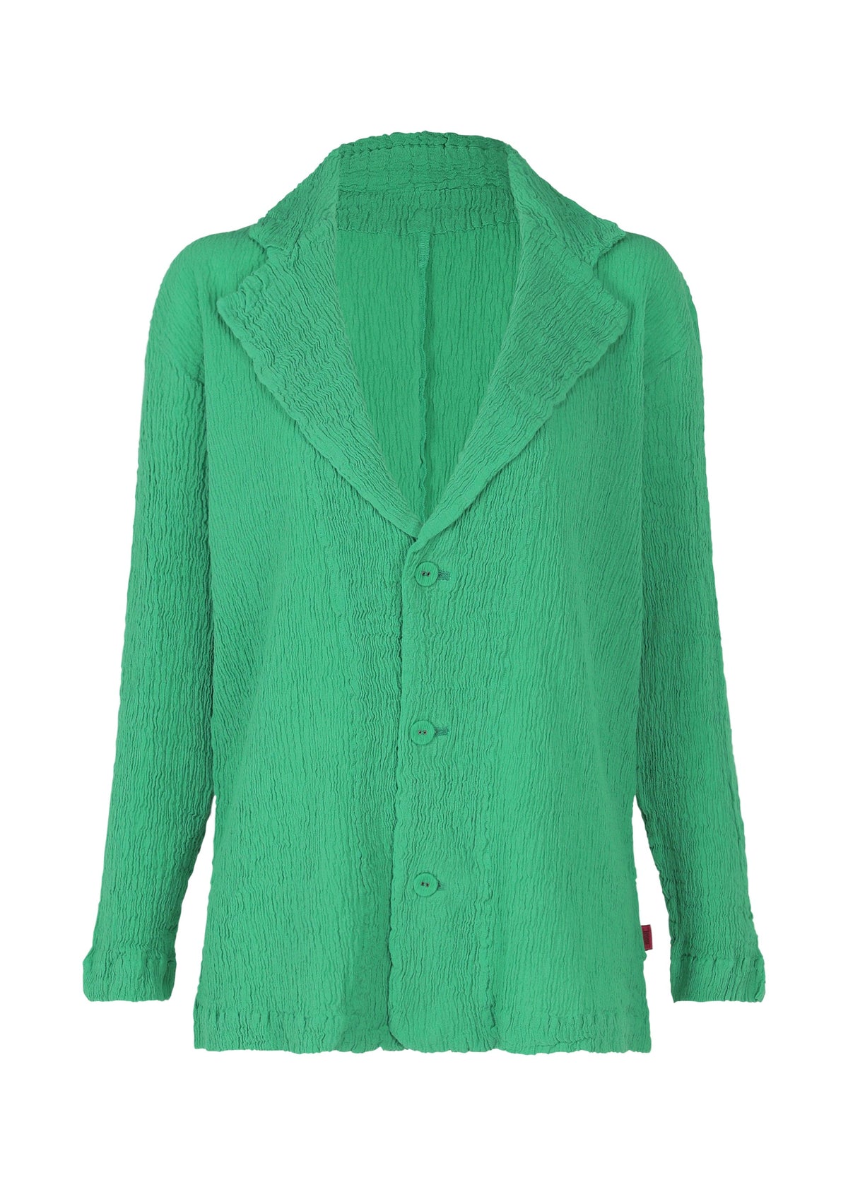 A product shot of the HAAT KYO CHIJIMI 2WAY cardigan in green (62).