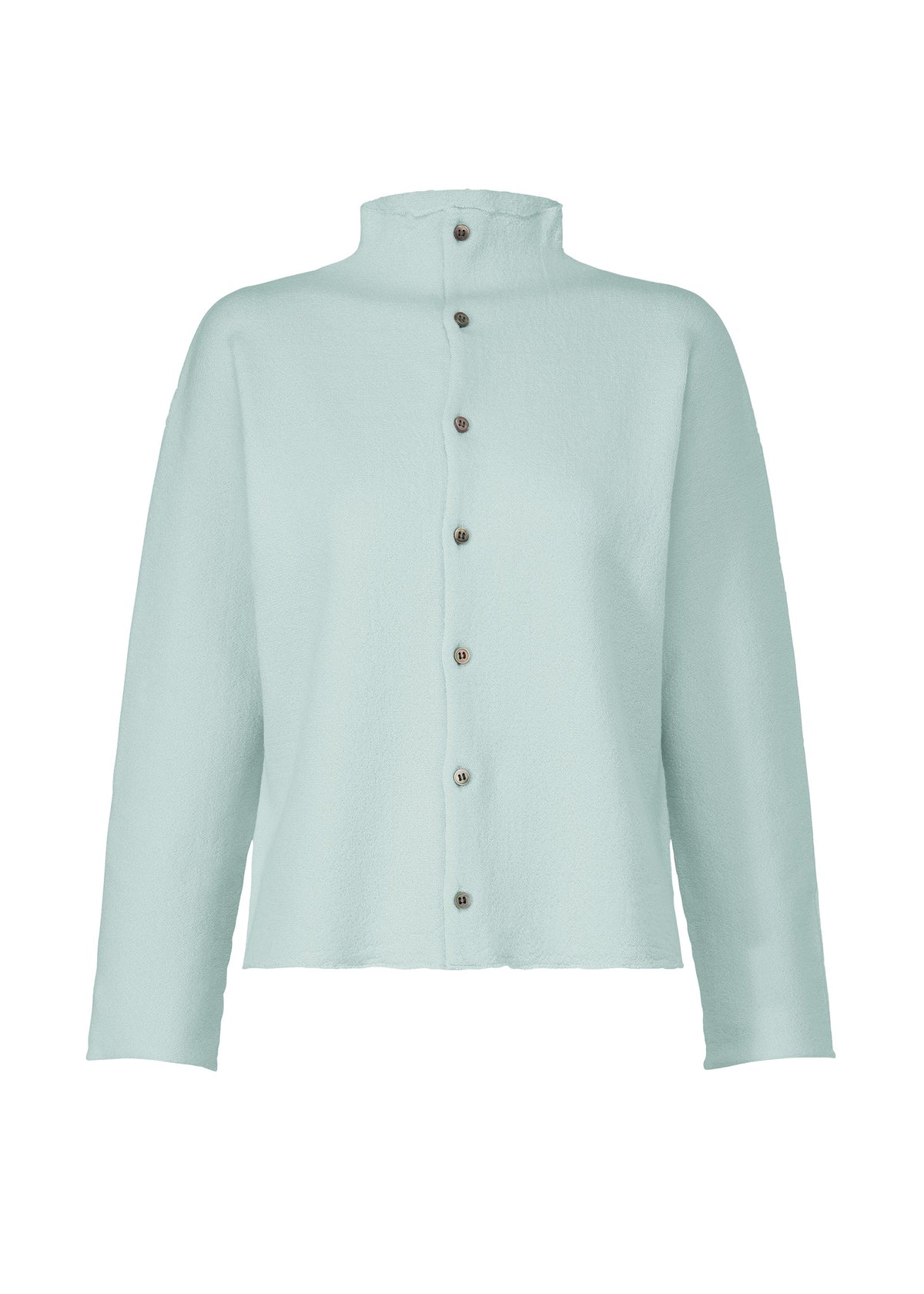 A product shot of the HAAT WOOL SEAMLESS cardigan in pale blue (71).