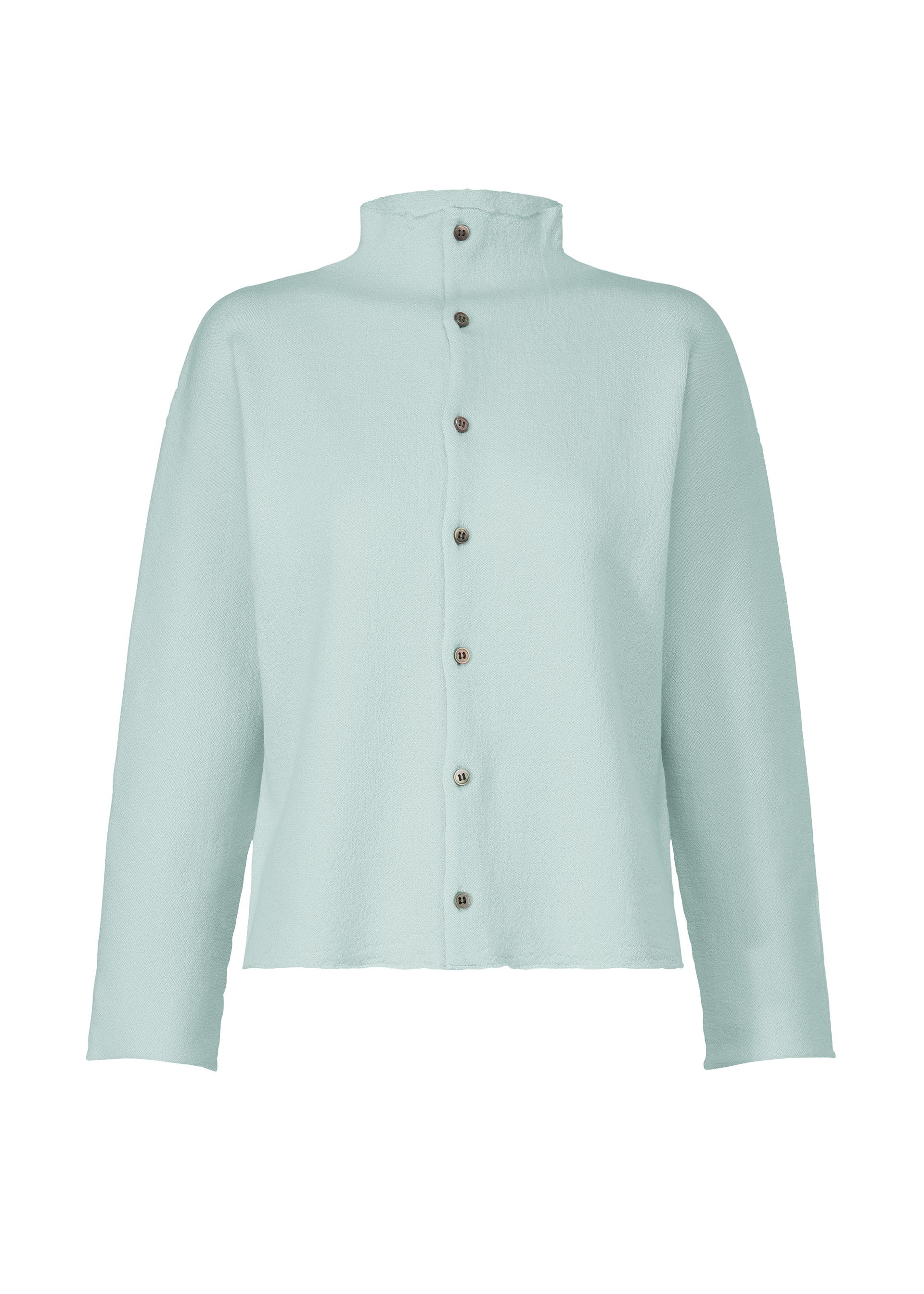 A product shot of the HAAT WOOL SEAMLESS cardigan in pale blue (71).