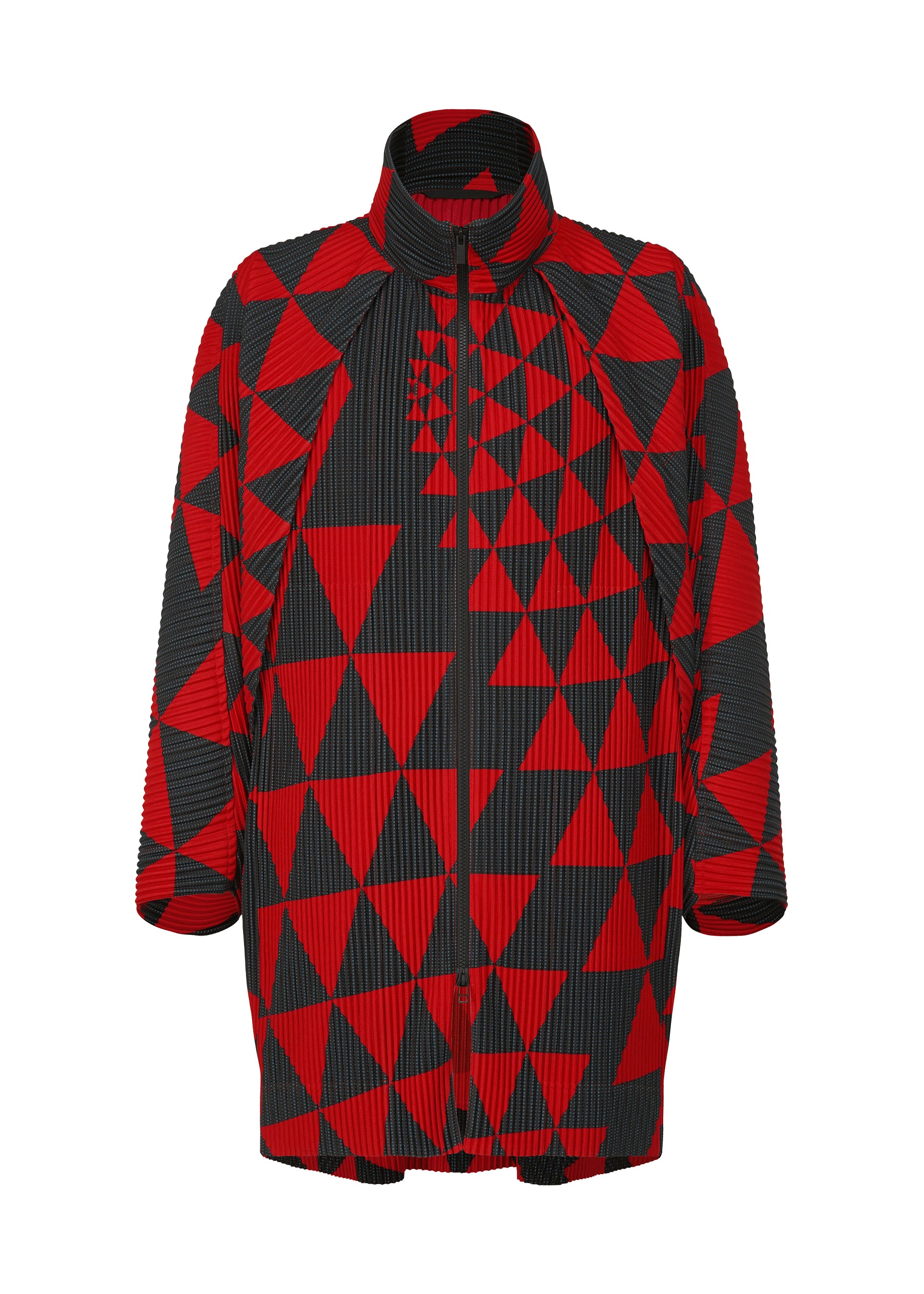TRIANGULAR GRID Coat Red