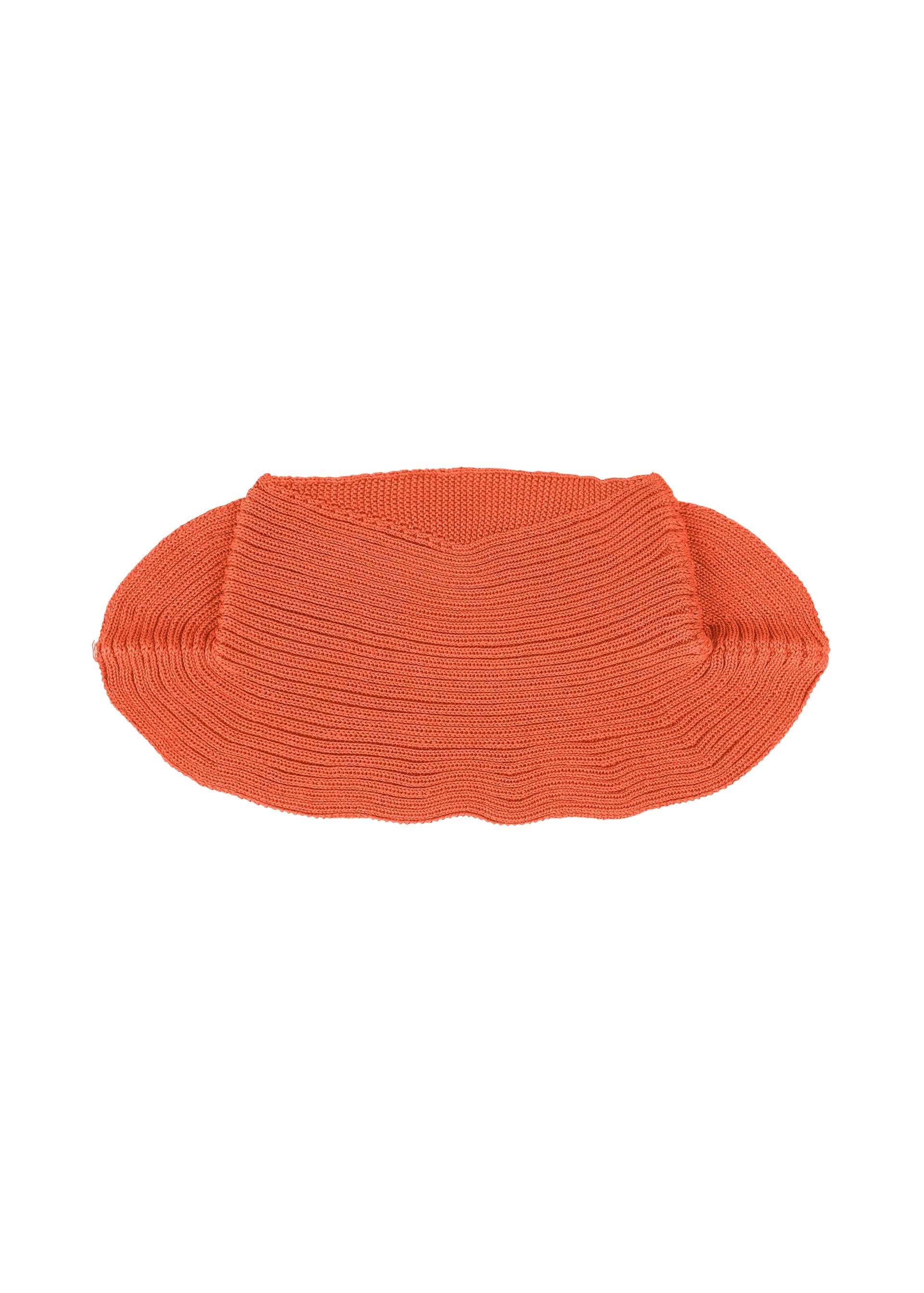 A product shot of the HOMME PLISSÉ ISSEY MIYAKE BEANIE SCARF hat in orange (32).
