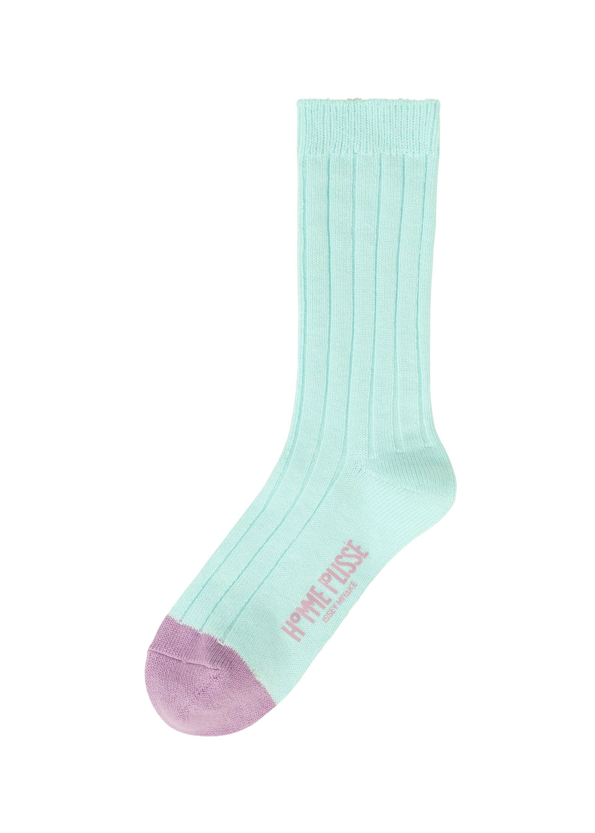 A product shot of the HOMME PLISSÉ ISSEY MIYAKE NERIKIRI socks in mizu (74).