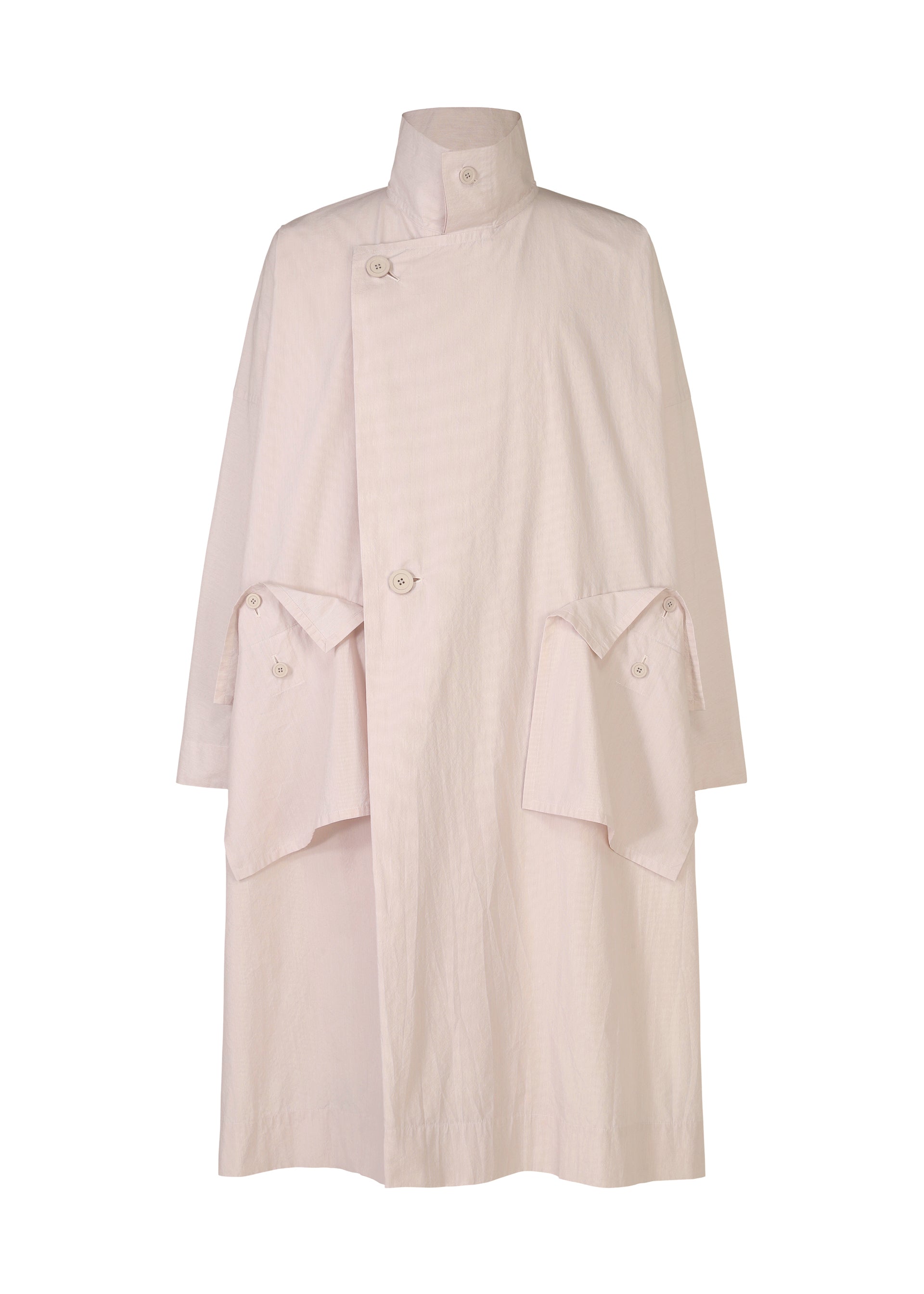 A product shot of the HOMME PLISSÉ ISSEY MIYAKE FRESHEN coat in rose beige (26).