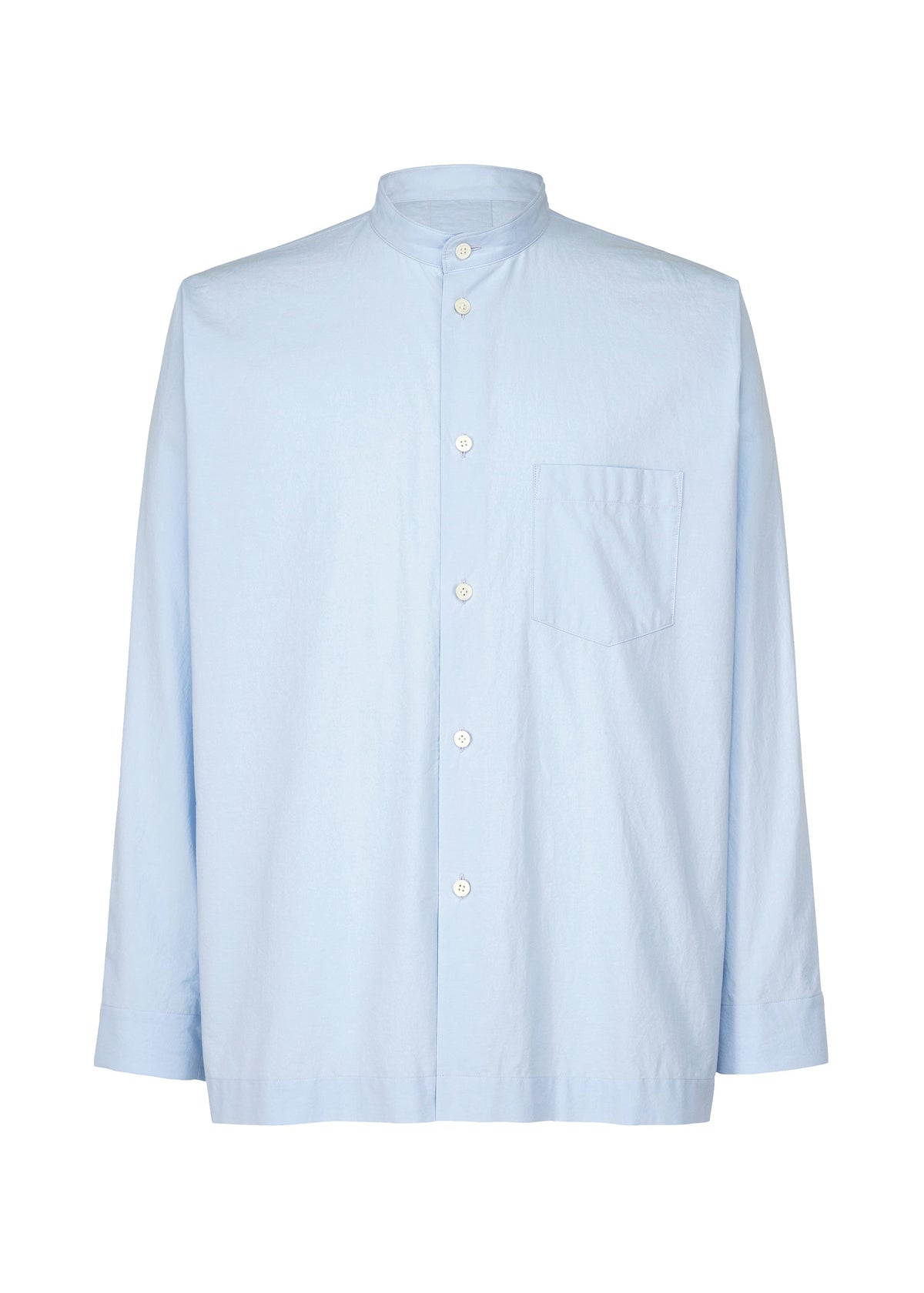 A product shot of the HOMME PLISSÉ ISSEY MIYAKE STREAMLINE SHIRT shirt in sky blue (70).