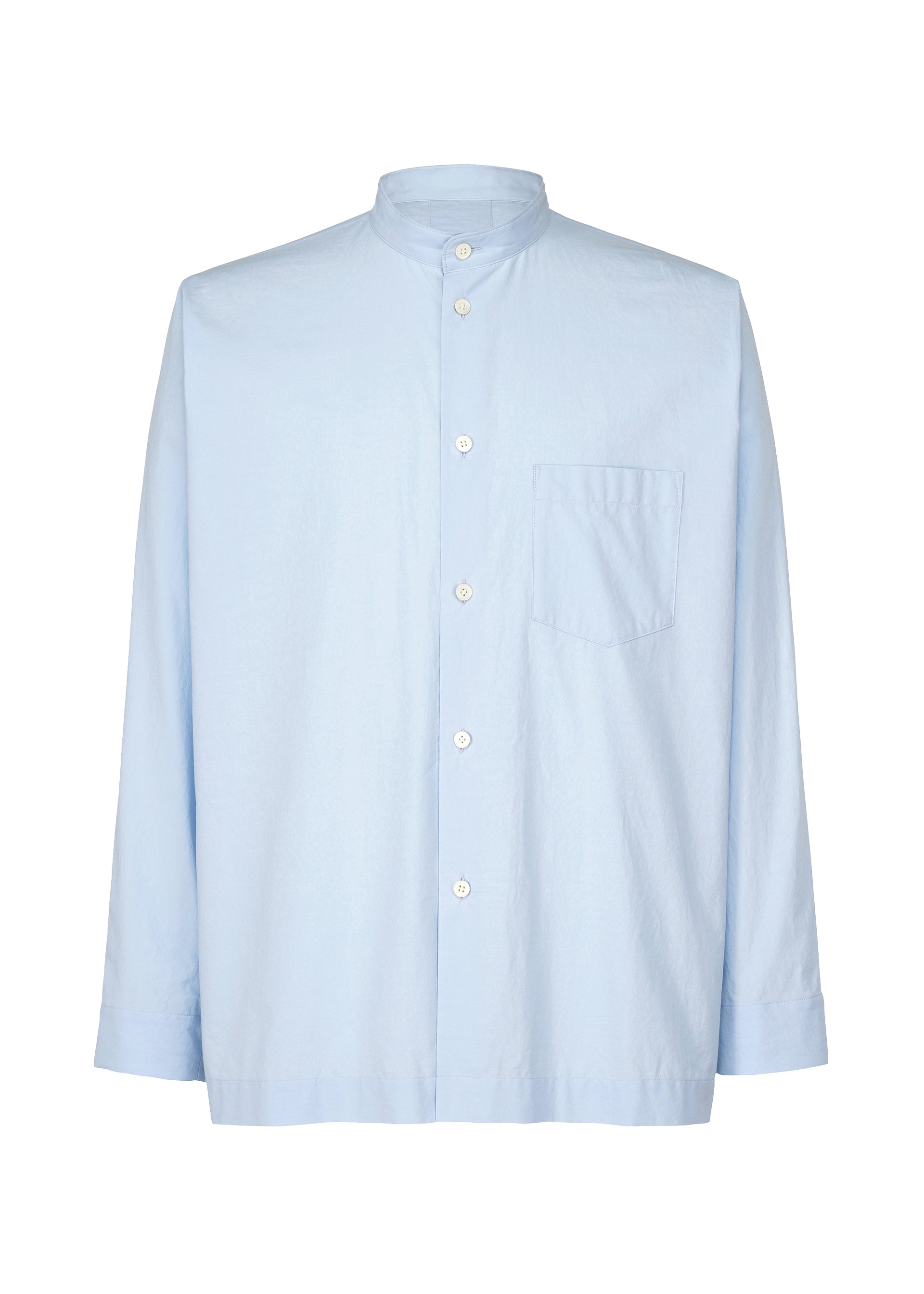 A product shot of the HOMME PLISSÉ ISSEY MIYAKE STREAMLINE SHIRT shirt in sky blue (70).