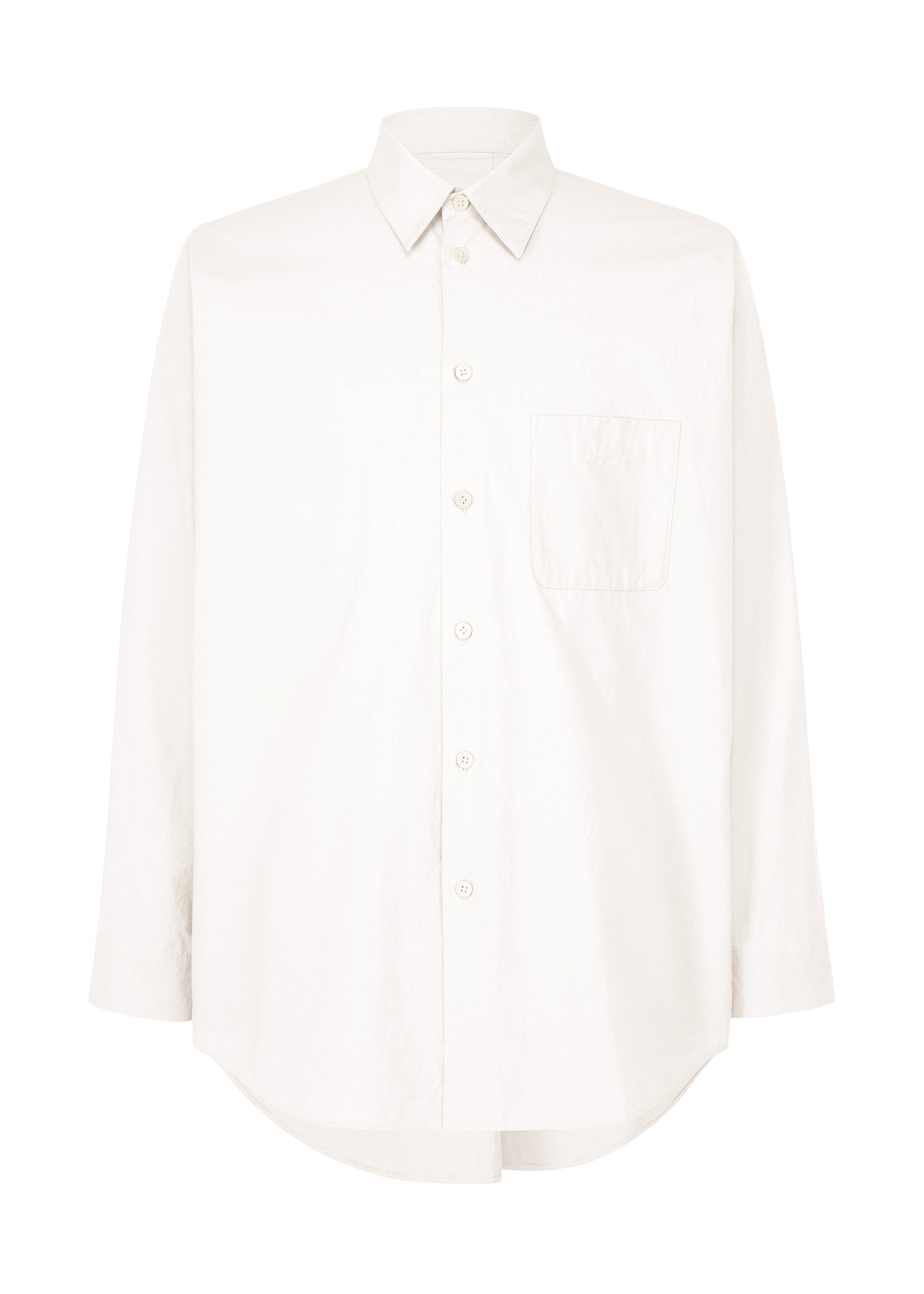 A product shot of the HOMME PLISSÉ ISSEY MIYAKE STREAMLINE SHIRT shirt in white (01).