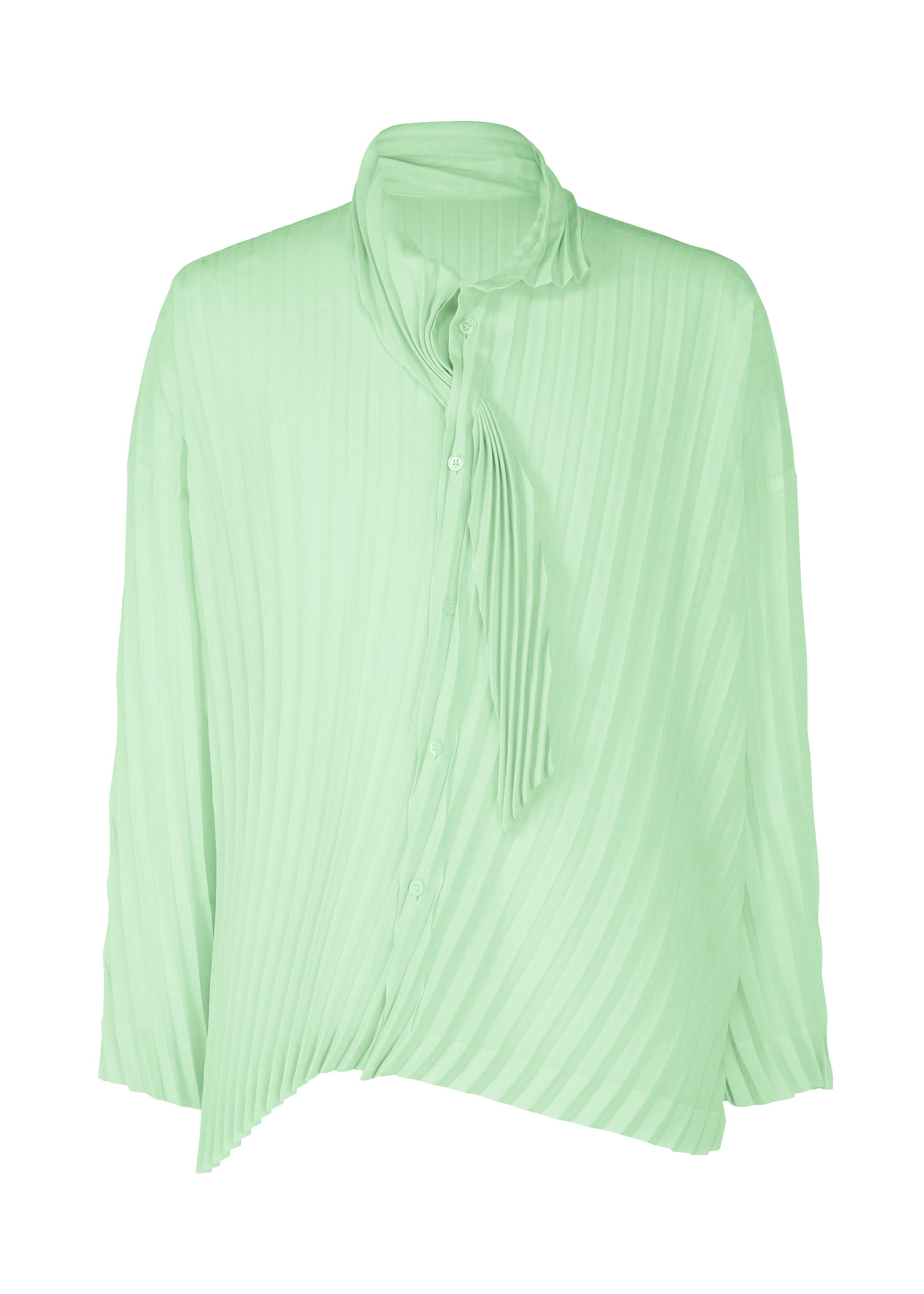 A detail shot of the HOMME PLISSÉ ISSEY MIYAKE WINDSWEPT SHIRT shirt.