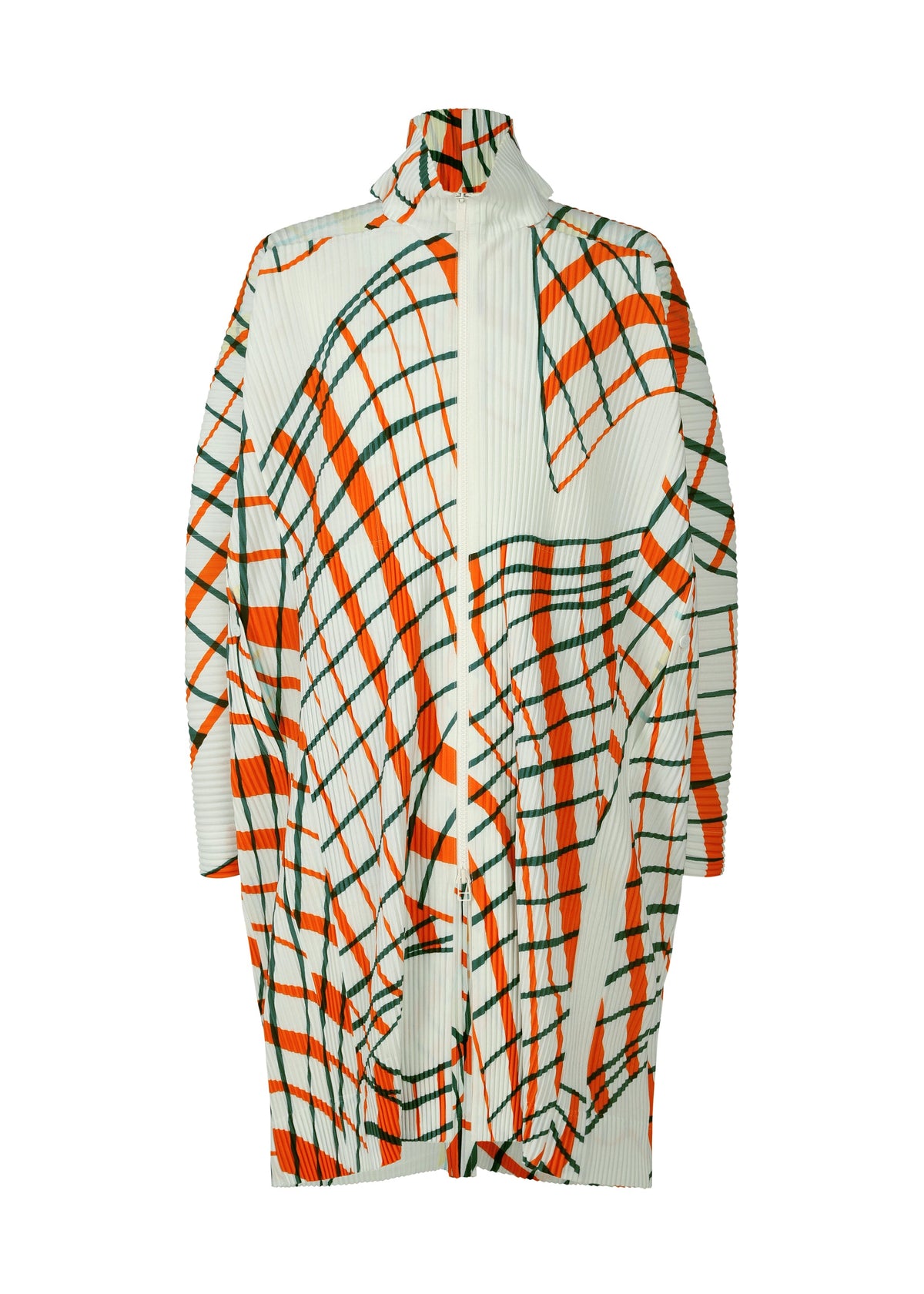 A product shot of the HOMME PLISSÉ ISSEY MIYAKE WINDSWEPT PLAID coat in .