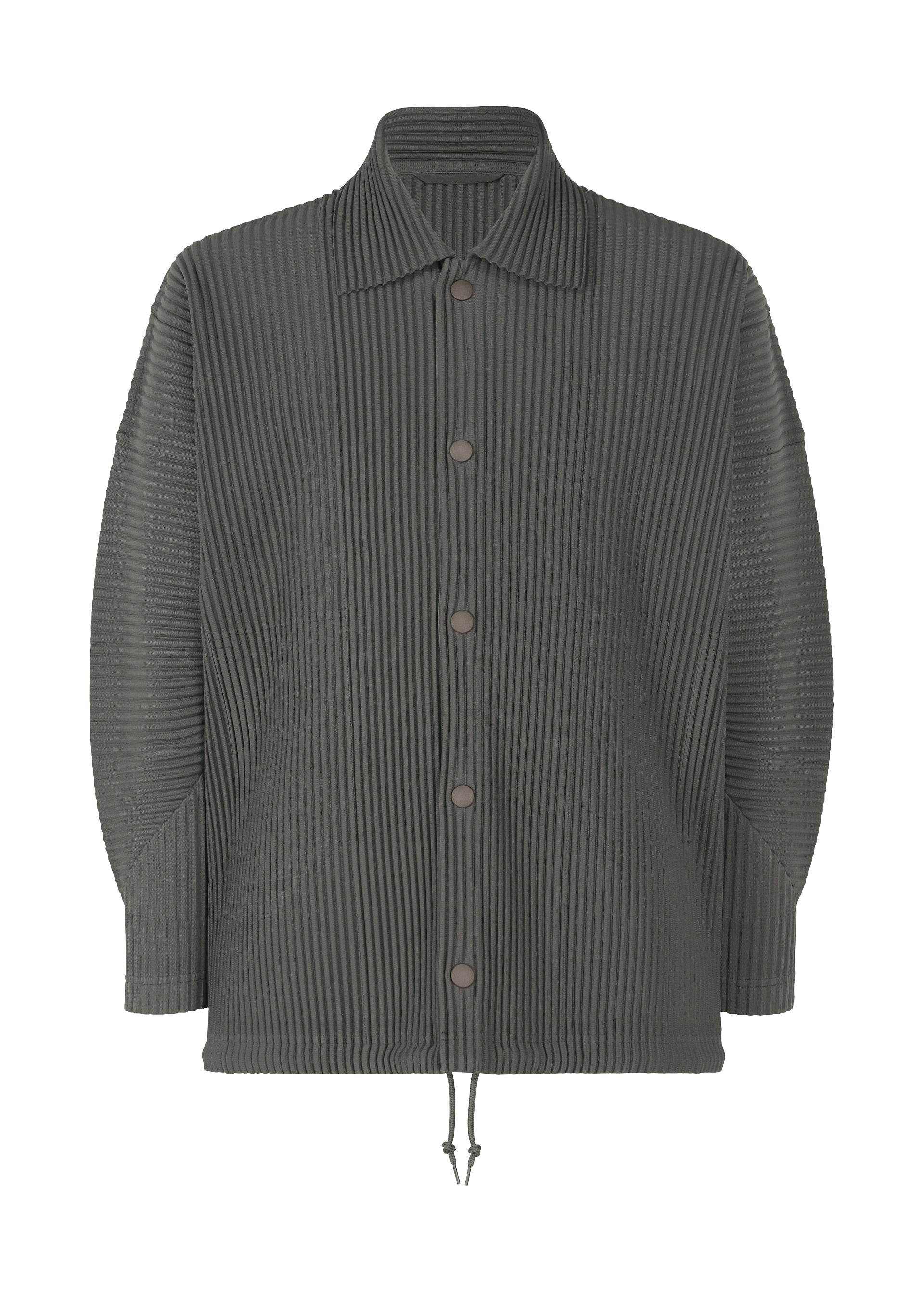 A product shot of the HOMME PLISSÉ ISSEY MIYAKE MC MARCH jacket in charcoal grey (13).